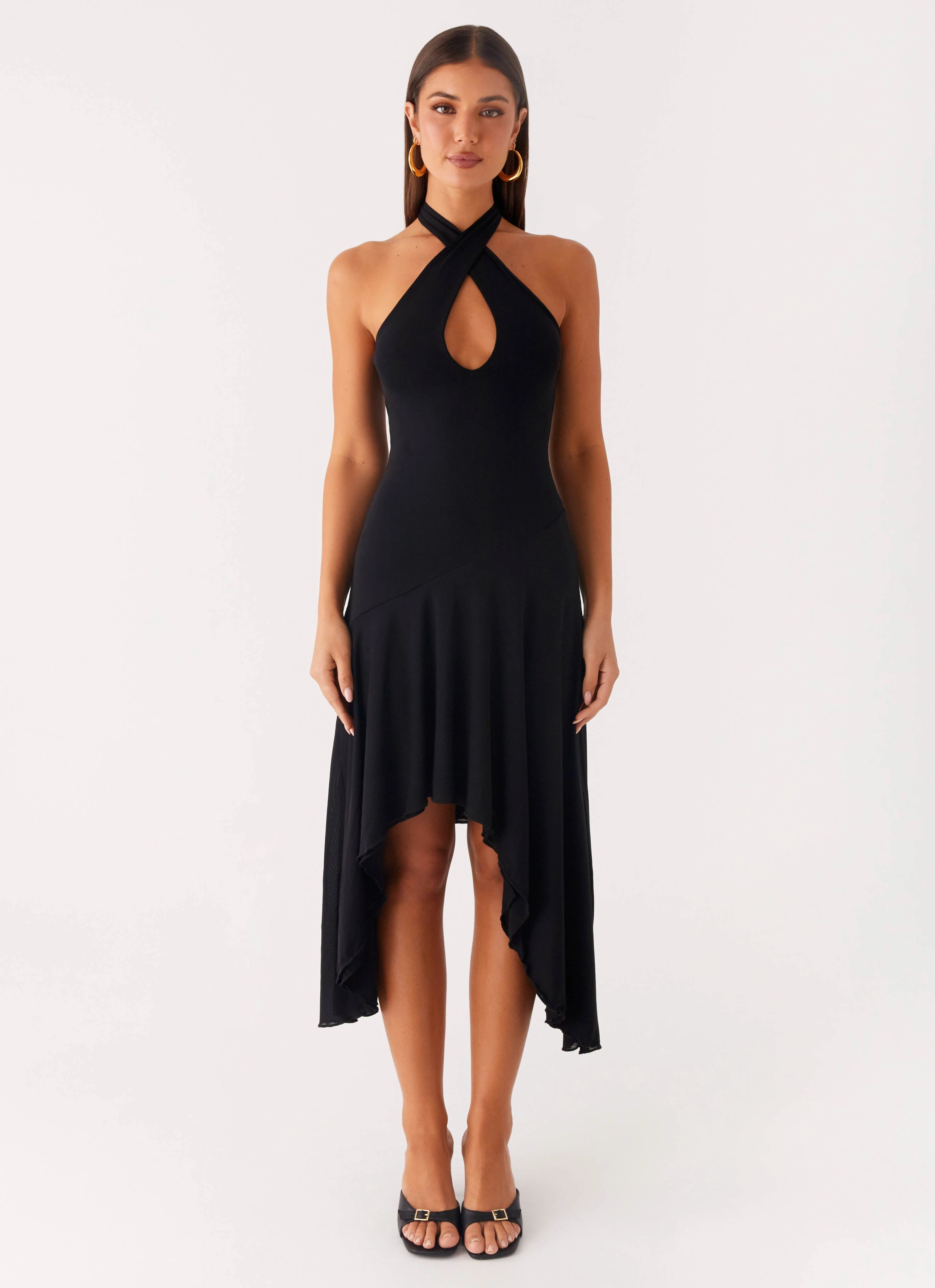 Velvet Sky Midi Dress - Black Festive Wear