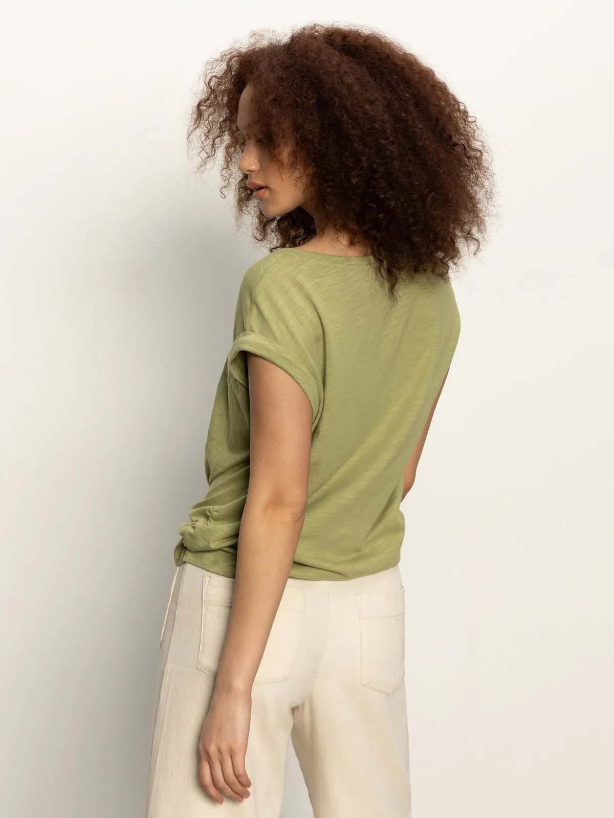 Knotted Muscle Tee Bamboo Stretch Blouse