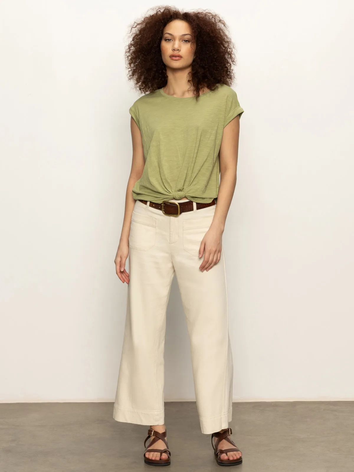 Weighted Hem Trim Silicone Print Detail Knotted Muscle Tee Bamboo