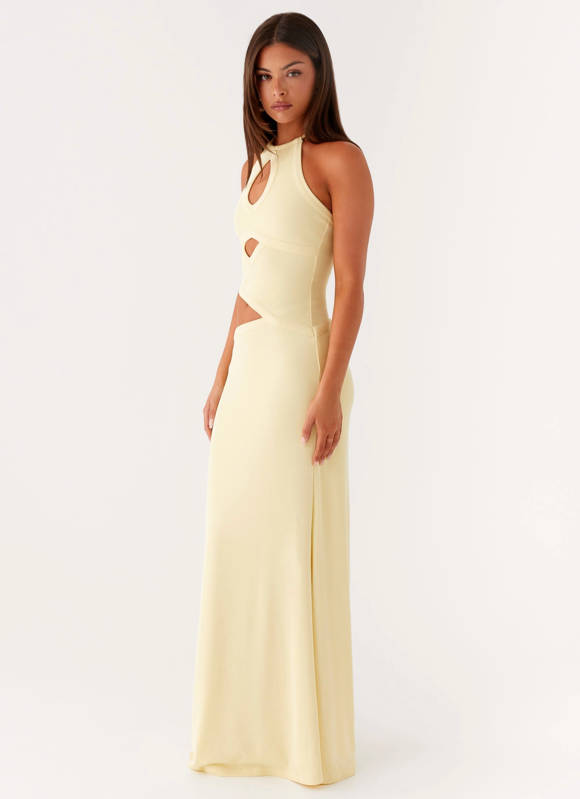 Casual and Stylish Lanah Cut Out Maxi Dress - Yellow