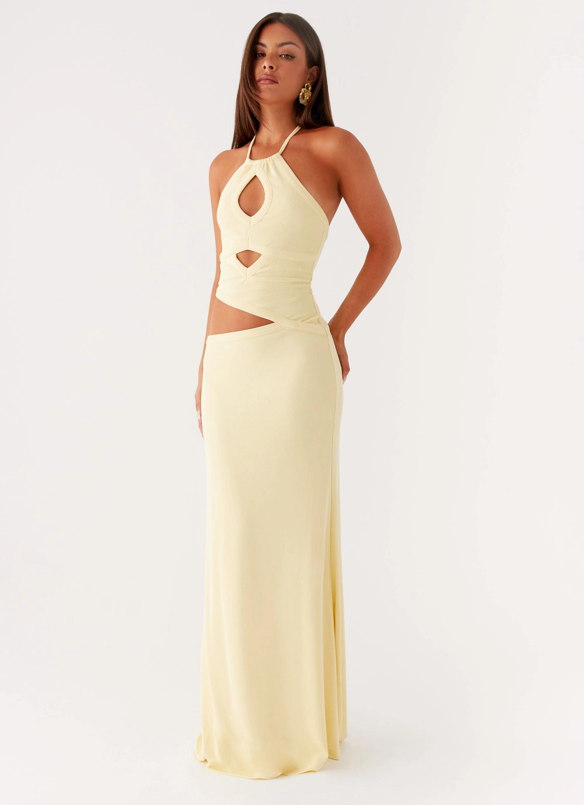 Sharp Style Euro Touch Lanah Cut Out Maxi Dress - Yellow