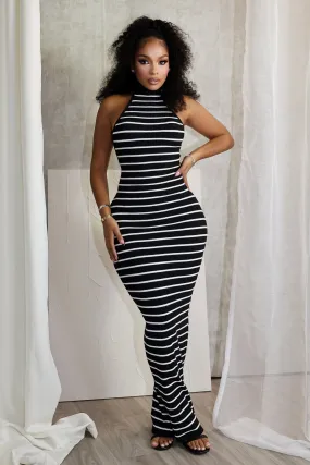 Verona Stripe Mock Neck Maxi Dress Bold Design everyday staple