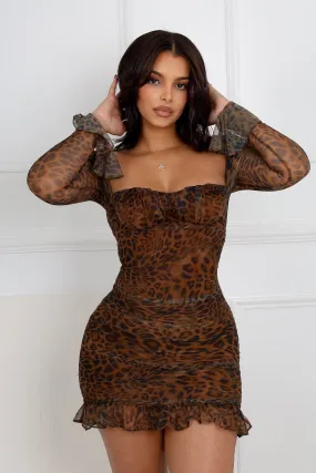 Chrishell Mesh Leopard Mini Dress Stylish Design Street Elegance