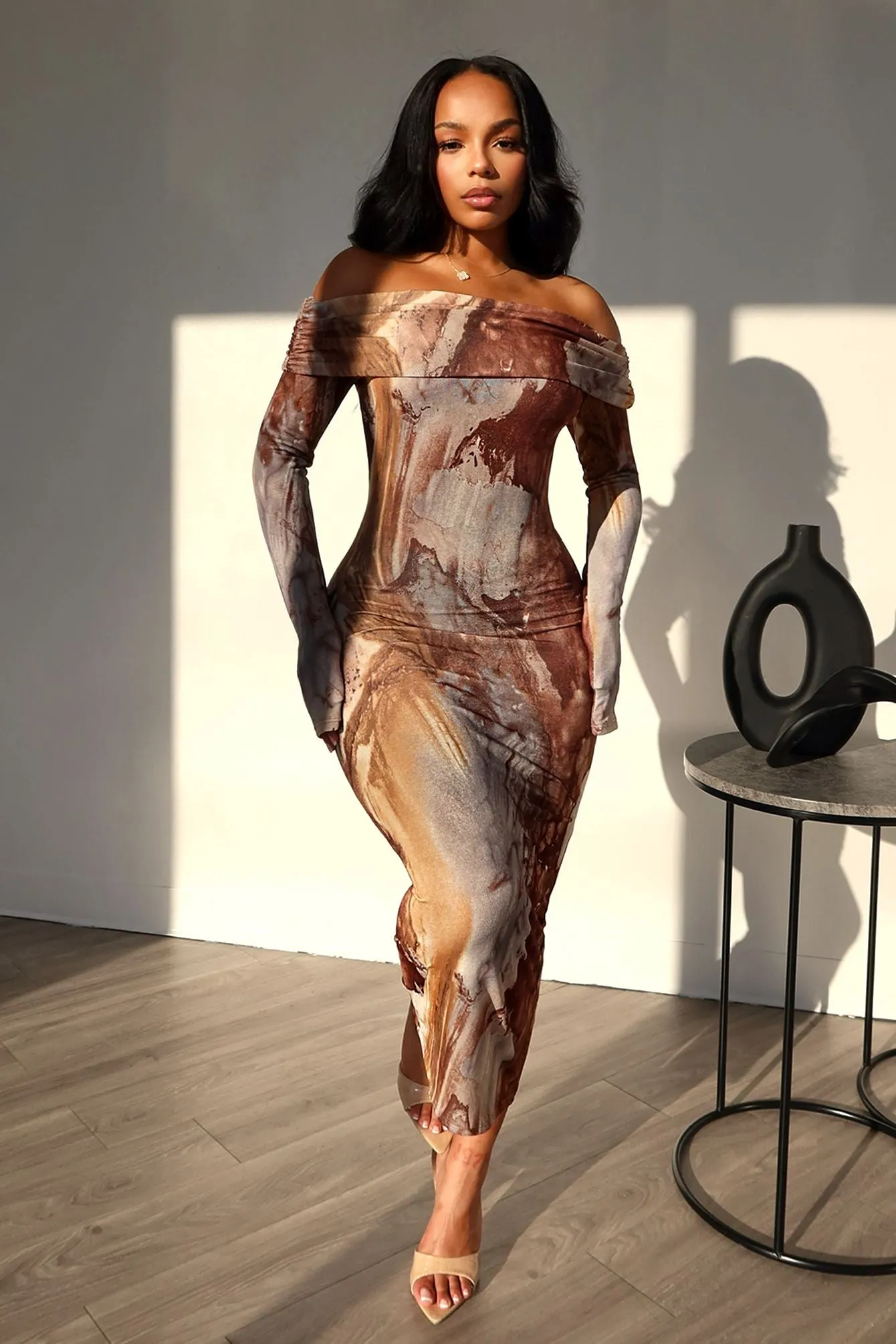 Afternoon Delight Off Shoulder Dress Cool Palette