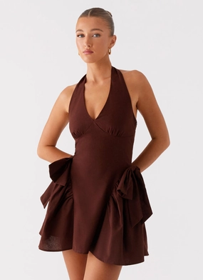 Autumn Mood Summer Air Avalo Mini Dress - Chocolate