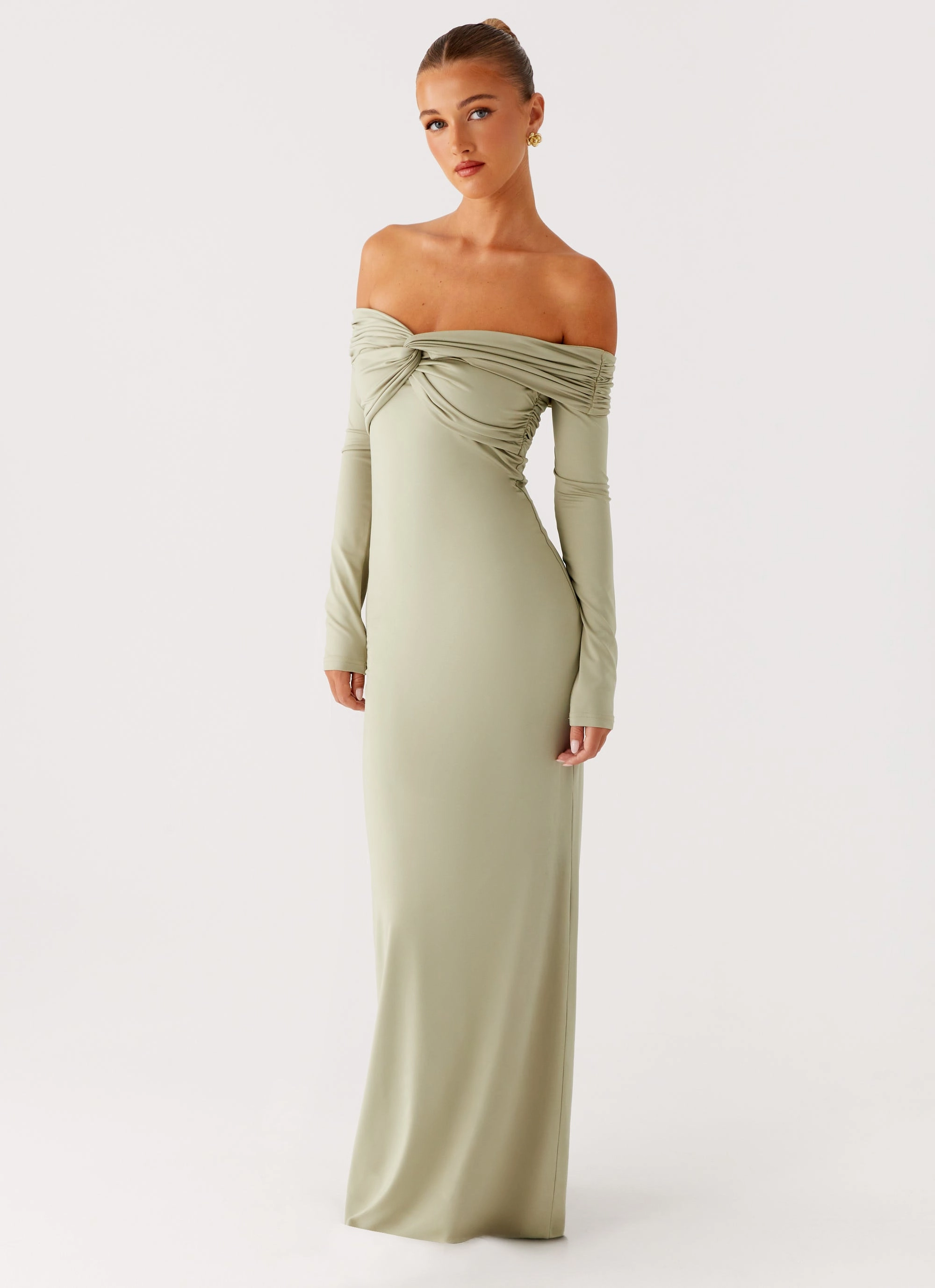 Marla Long Sleeve Maxi Dress - Sage Comfy and Relaxed Flattering Shape
