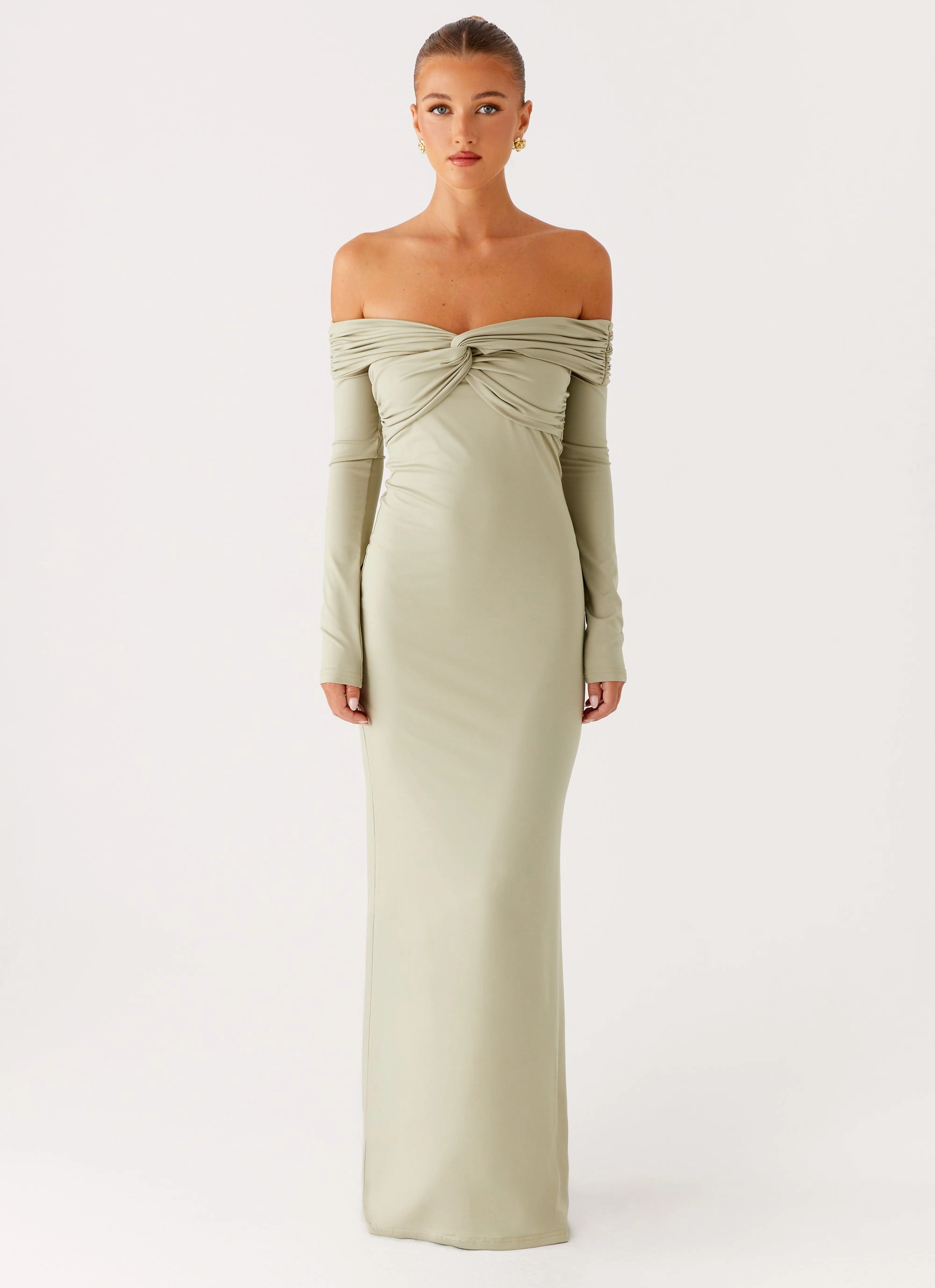 Marla Long Sleeve Maxi Dress - Sage Confident Mood