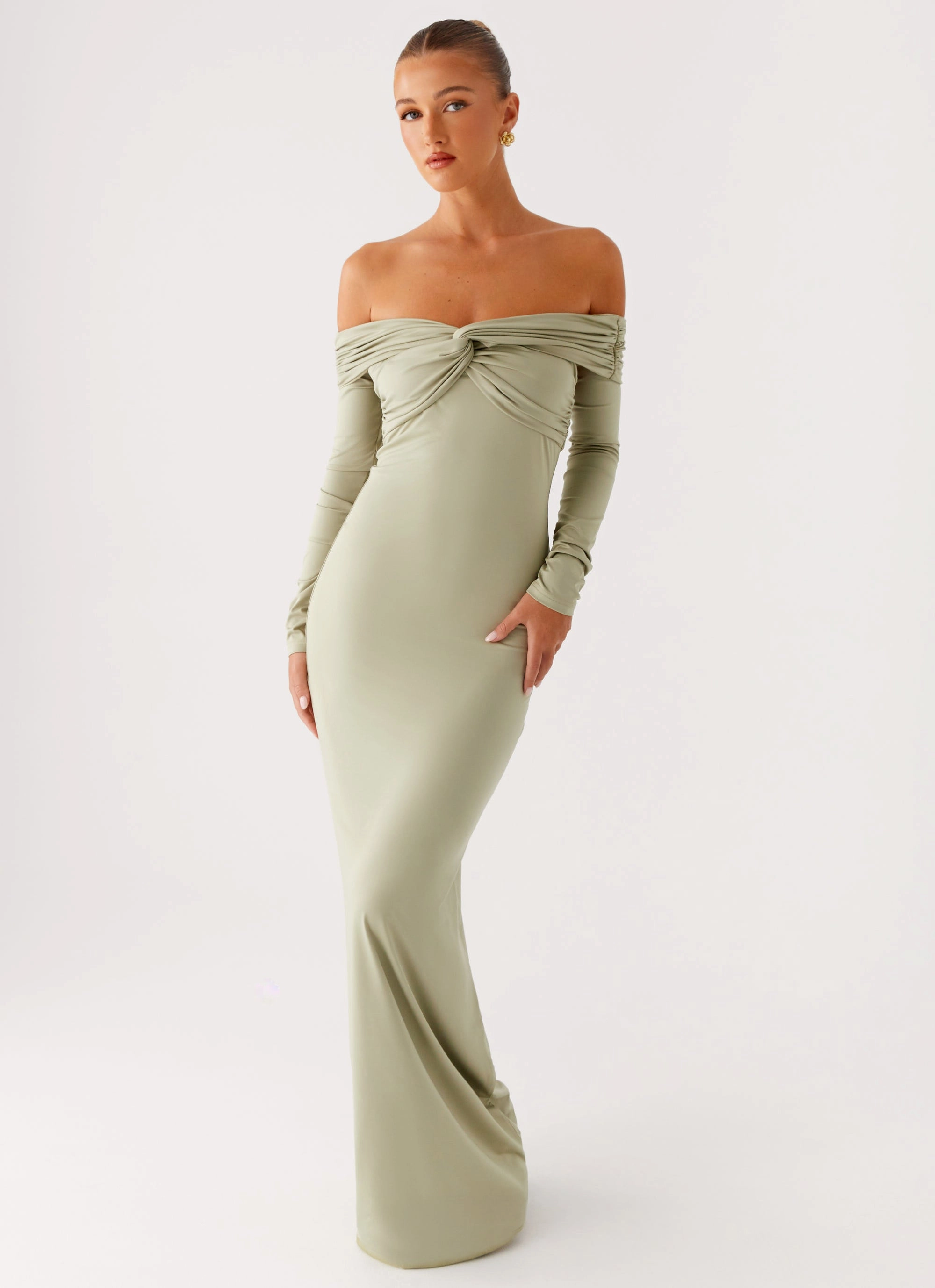 Autumn-Season Marla Long Sleeve Maxi Dress - Sage