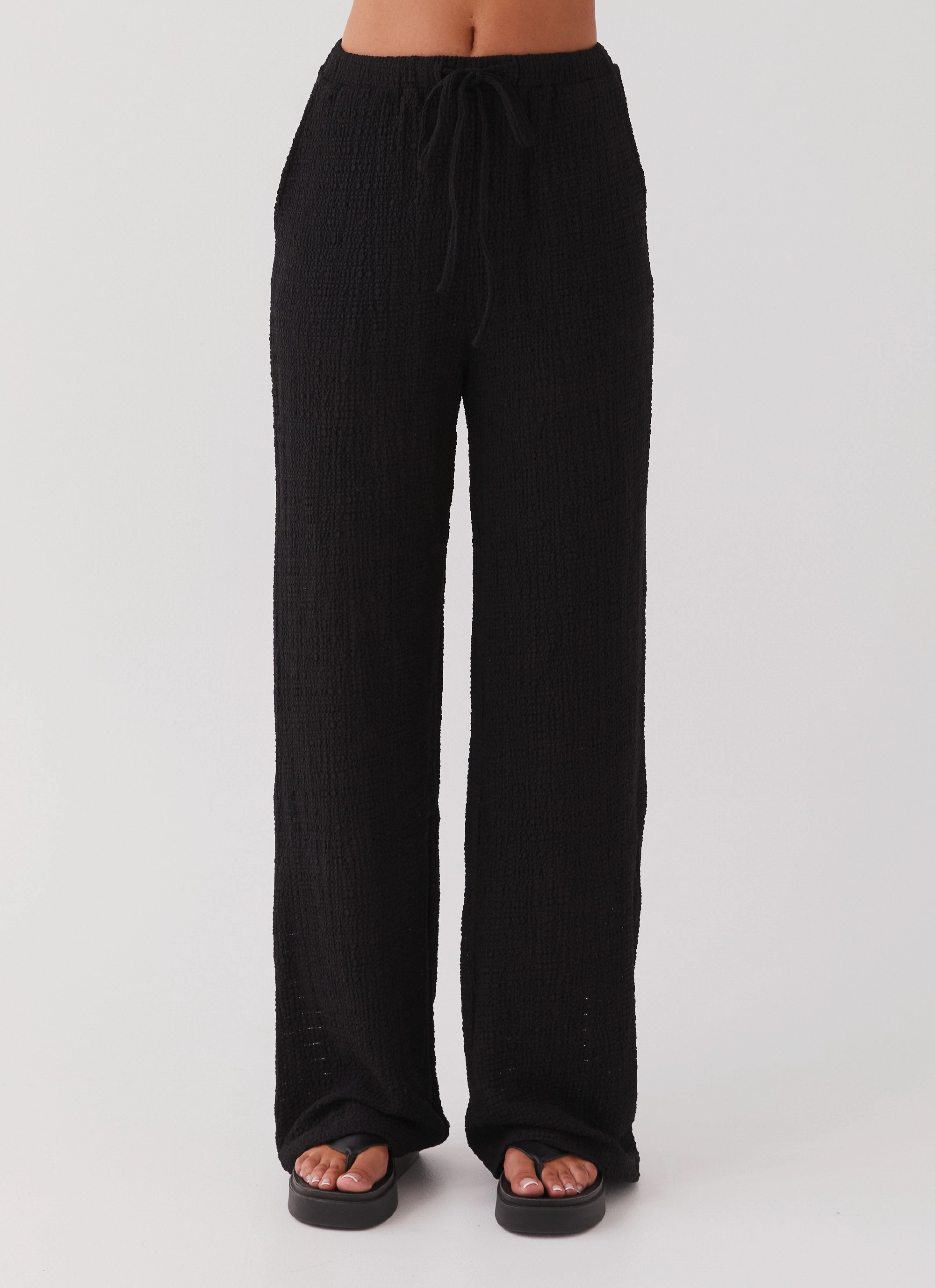 Breathable Lining TearResistantMaterial Jadey Waffle Pants - Black