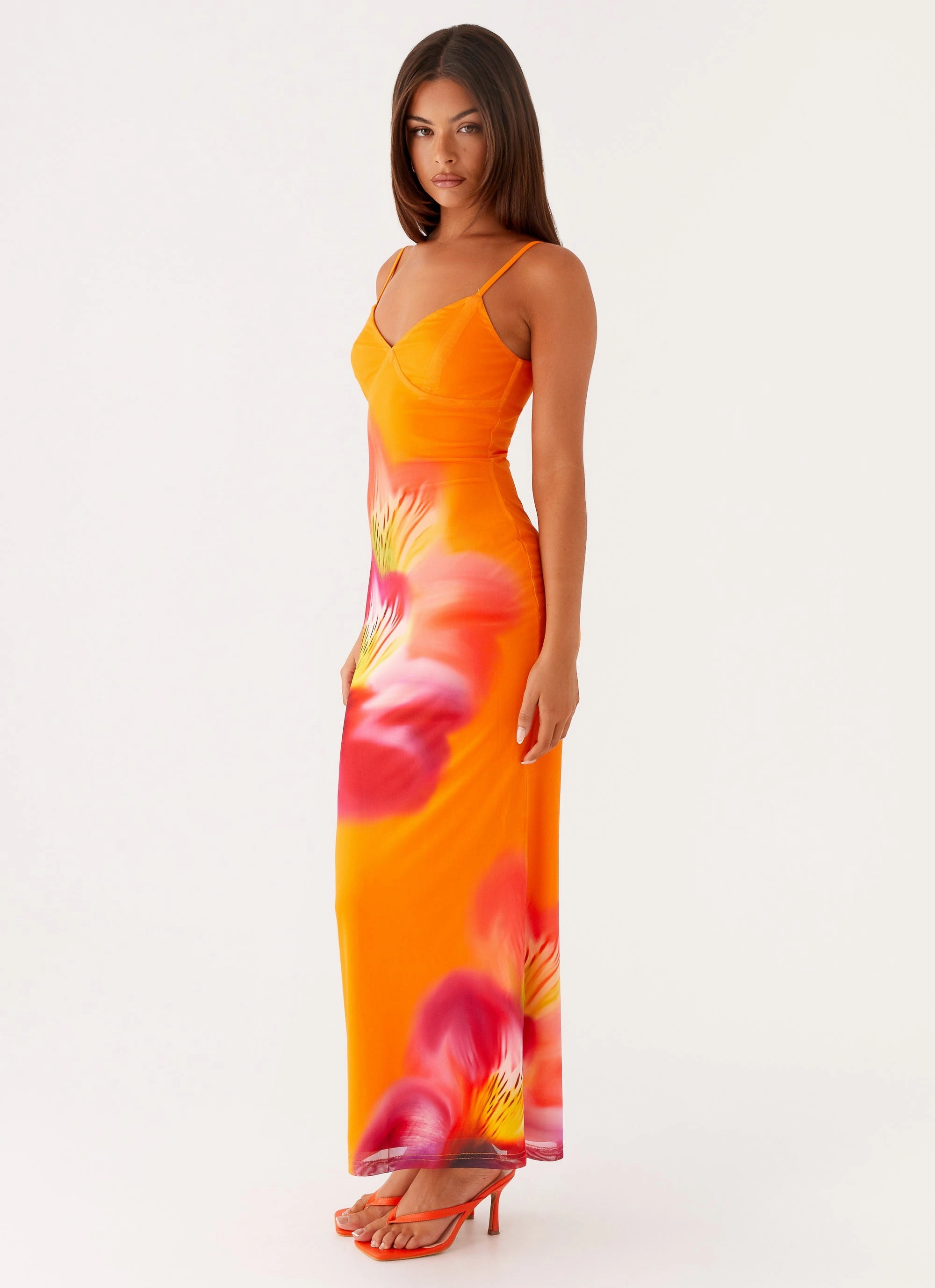 Contemporary Layer Kasey Midi Dress - Orange Tropical