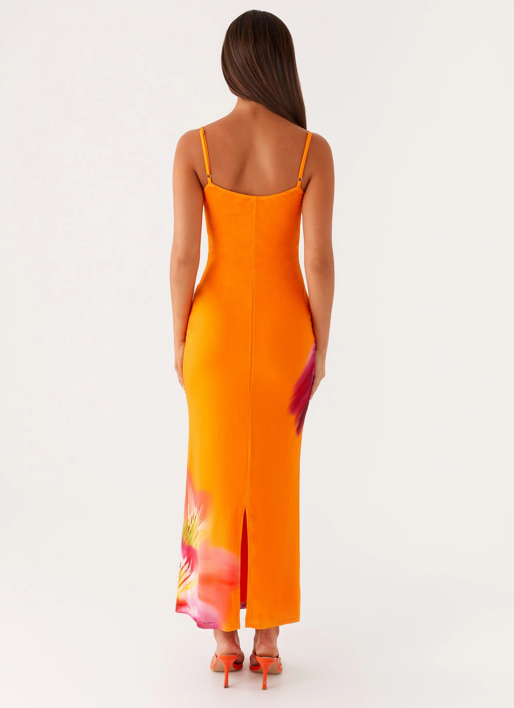 Soft Movement french chic Kasey Midi Dress - Orange Tropical