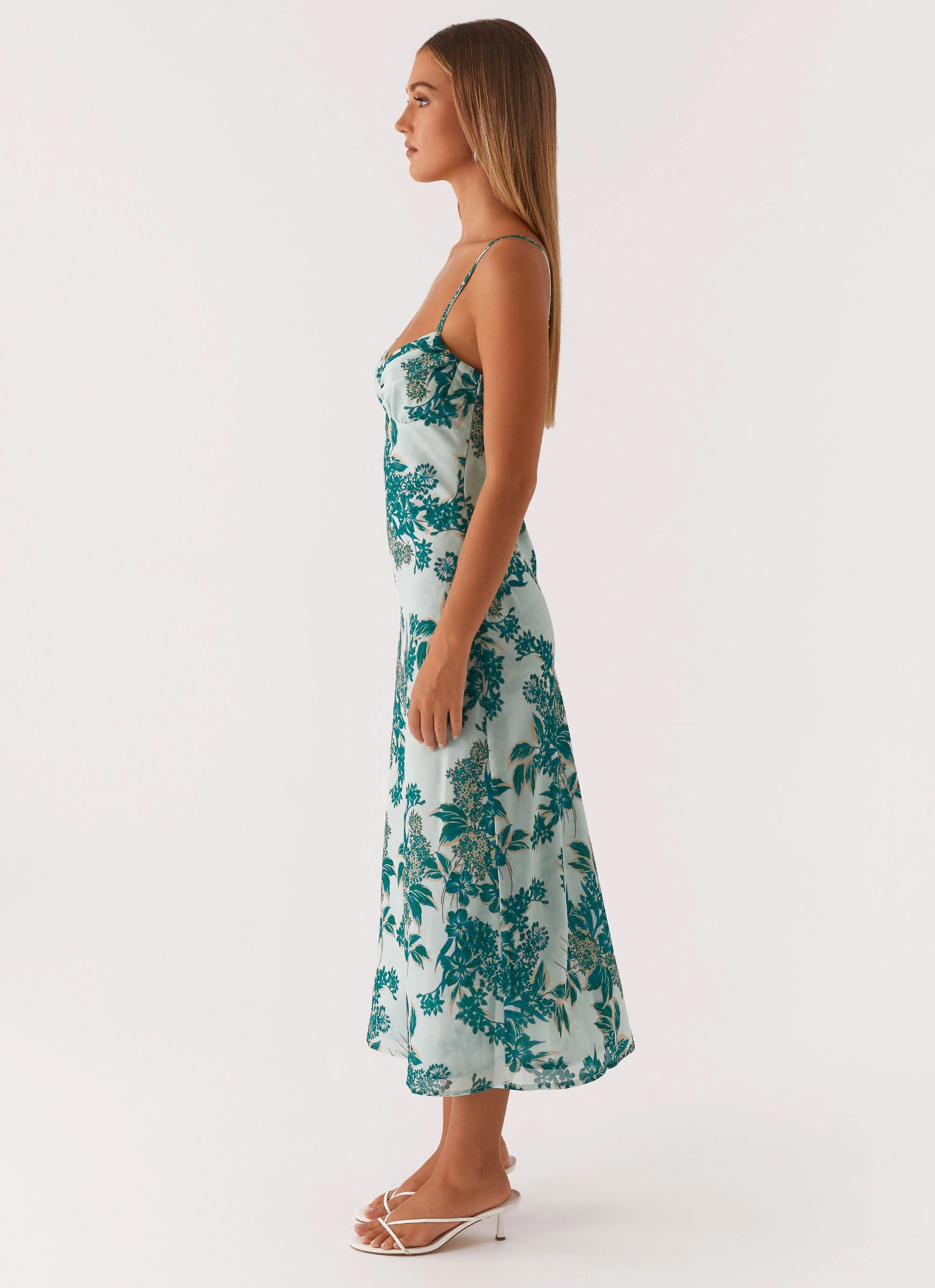Love Song Midi Dress - Cloud Nine Floral Contrast-Piping