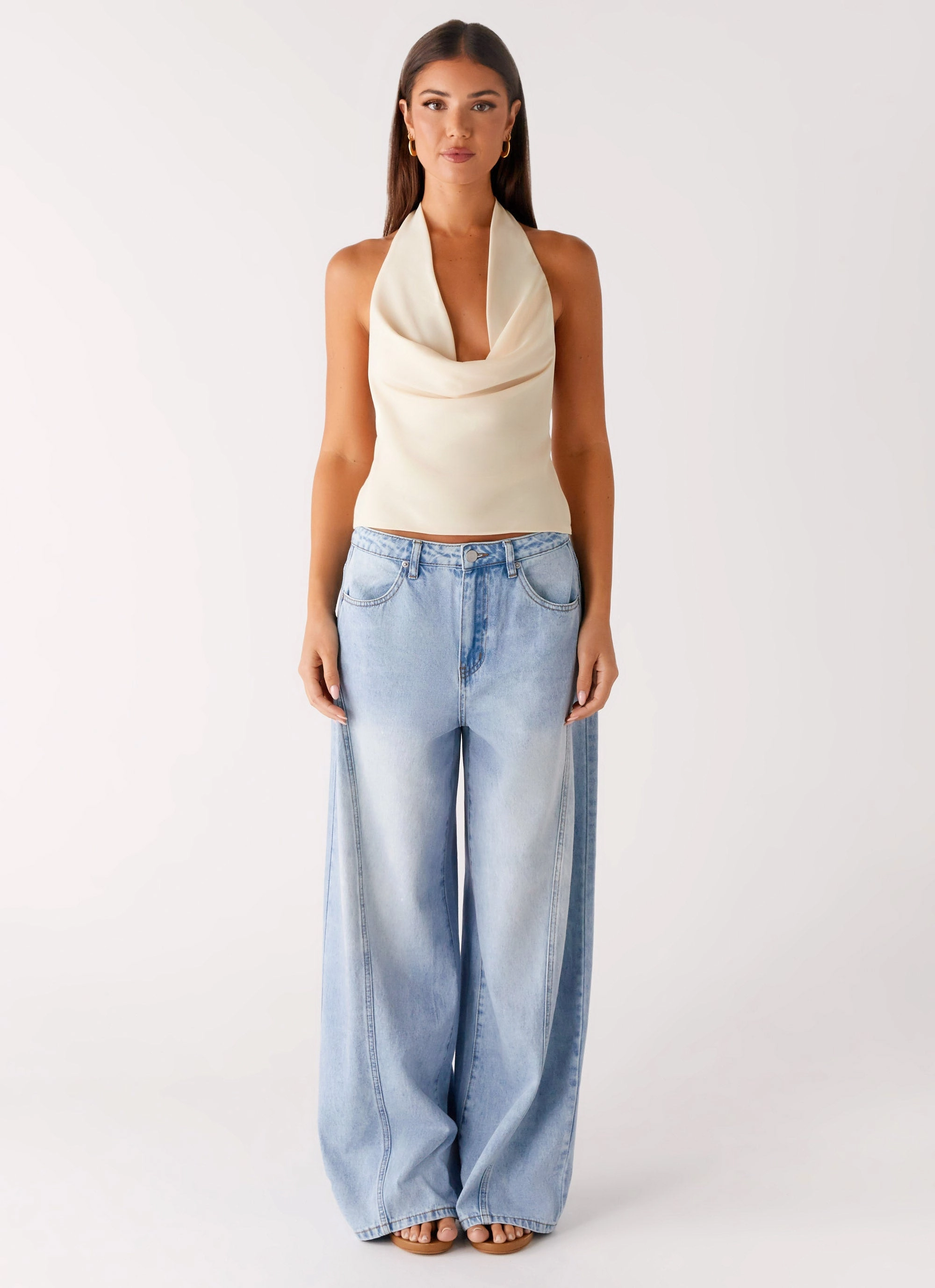 Timeless Wide Leg Jeans - Bleached Blue Lightweight Earthy Nature Lover Odor Control Tech