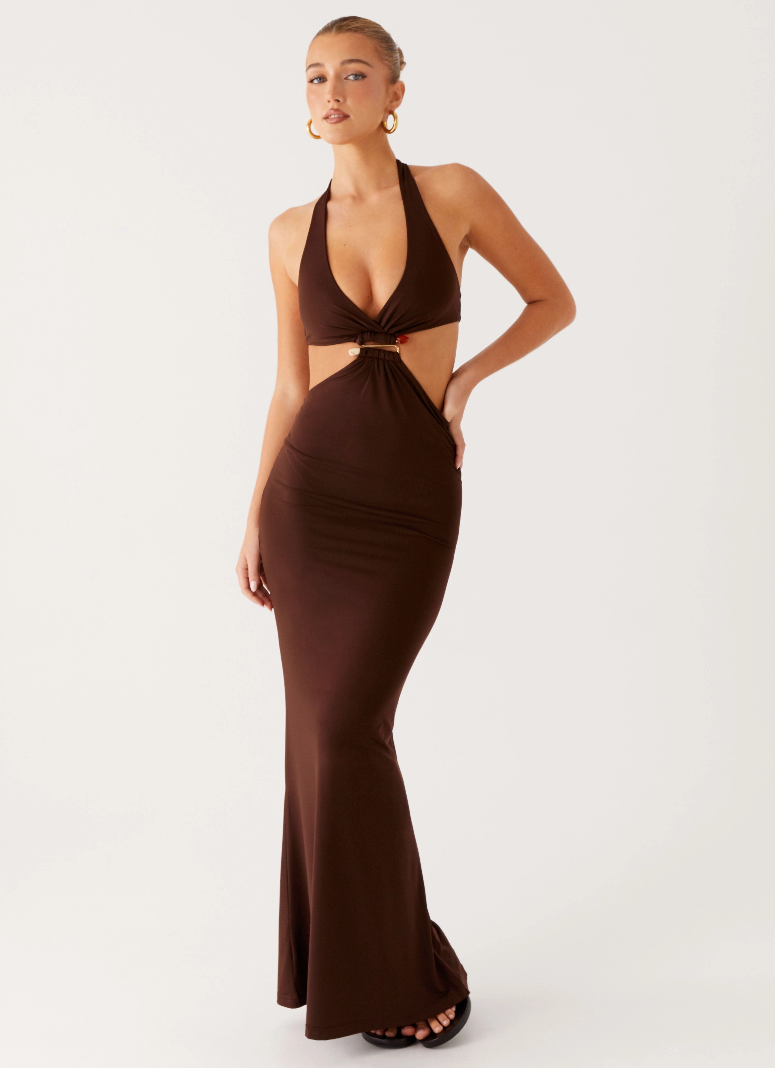 Shawnie Maxi Dress - Chocolate Tailored Style Daytime Look
