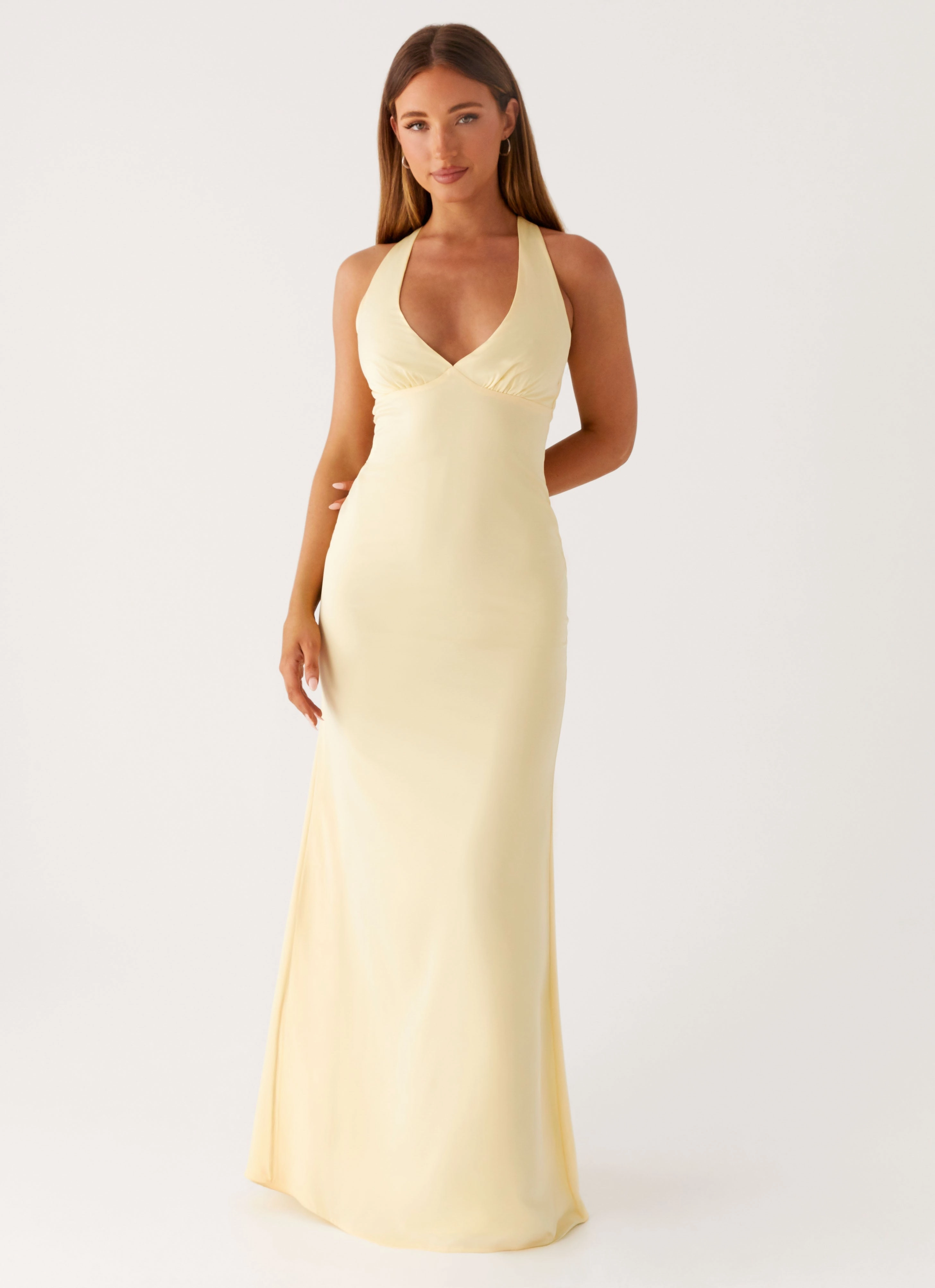 Smooth Line Desi Halterneck Maxi Dress - Yellow