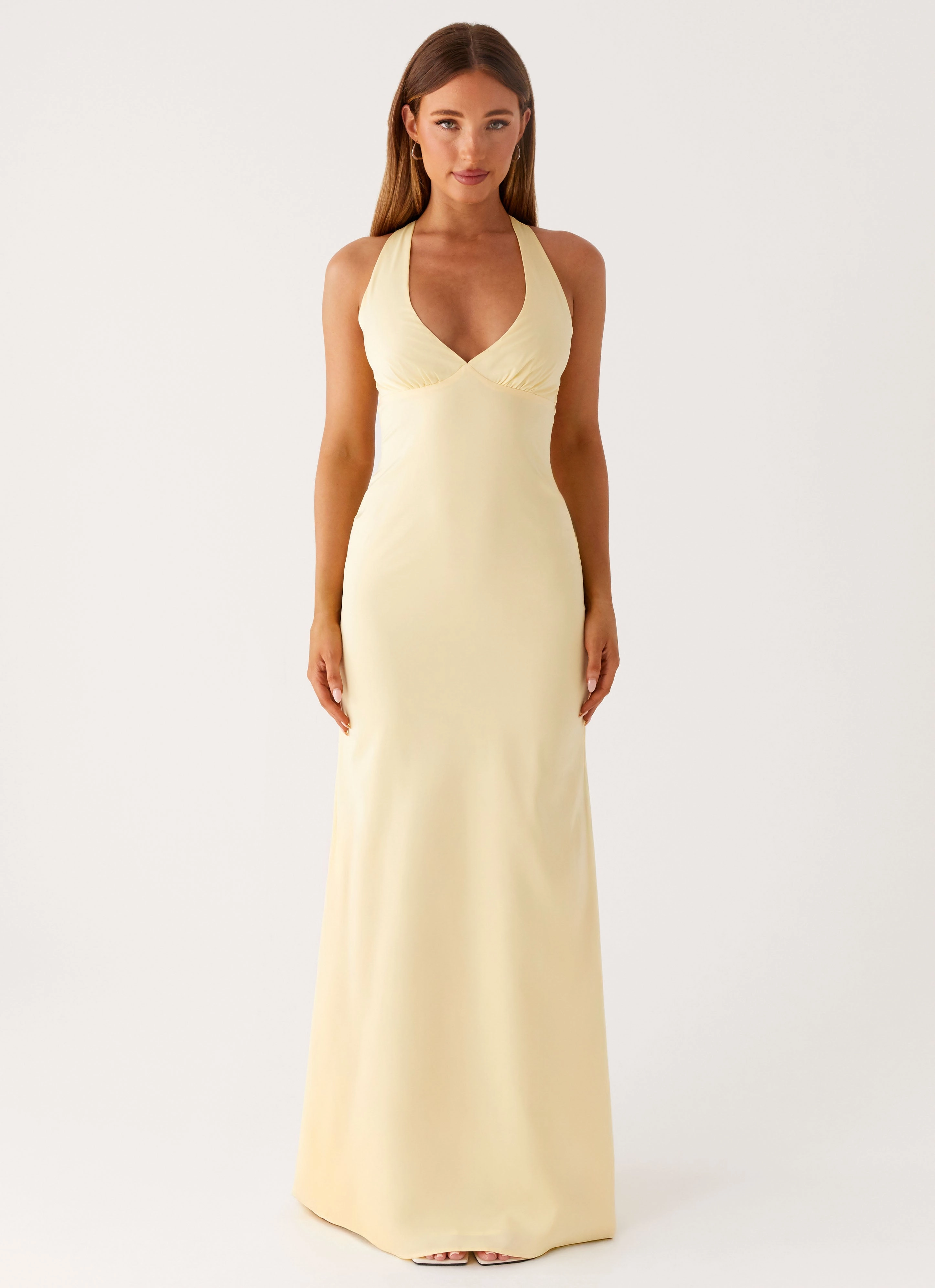 Trendy pick Perfect for Layering Desi Halterneck Maxi Dress - Yellow