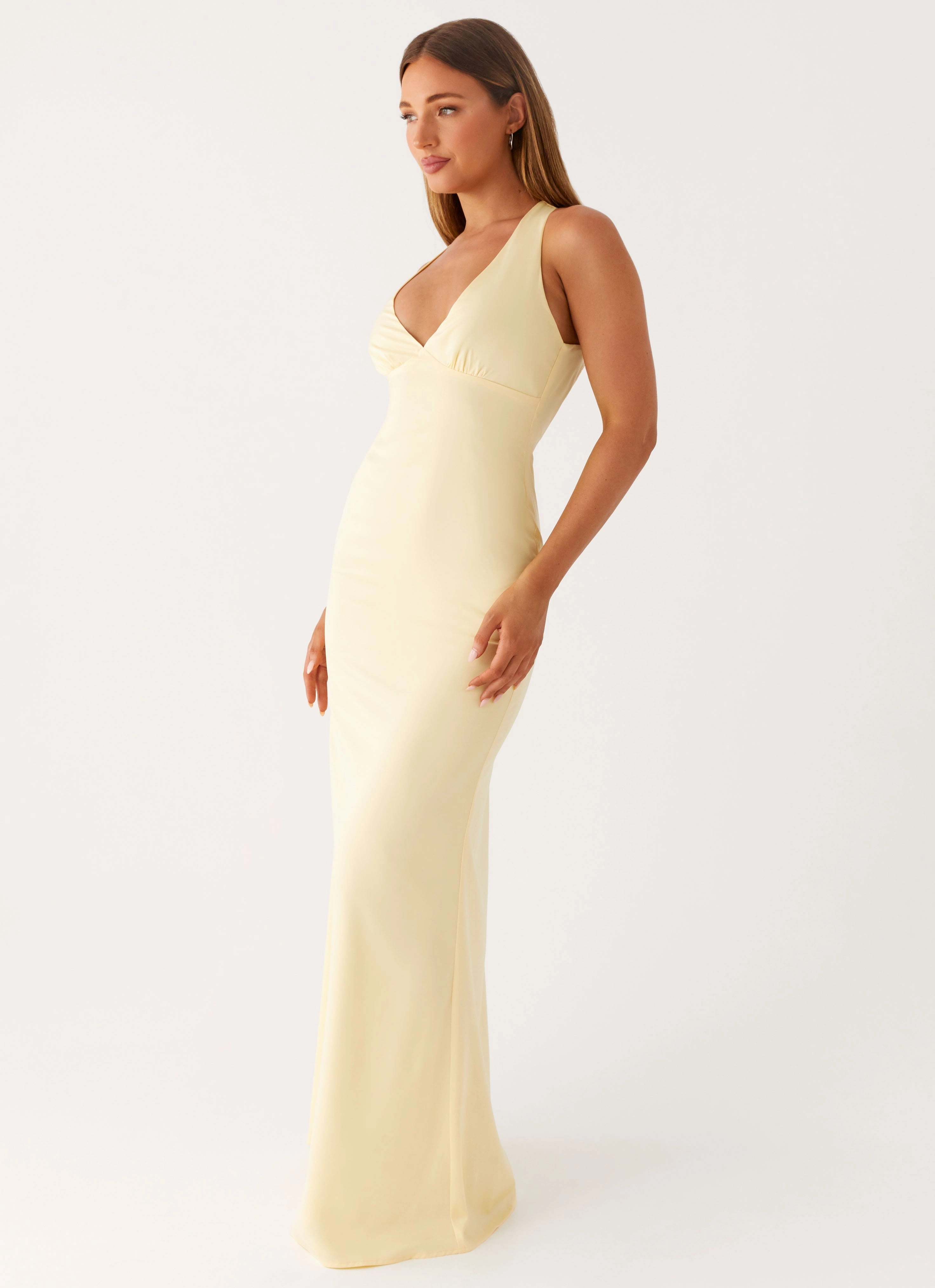 Breathable Style Desi Halterneck Maxi Dress - Yellow