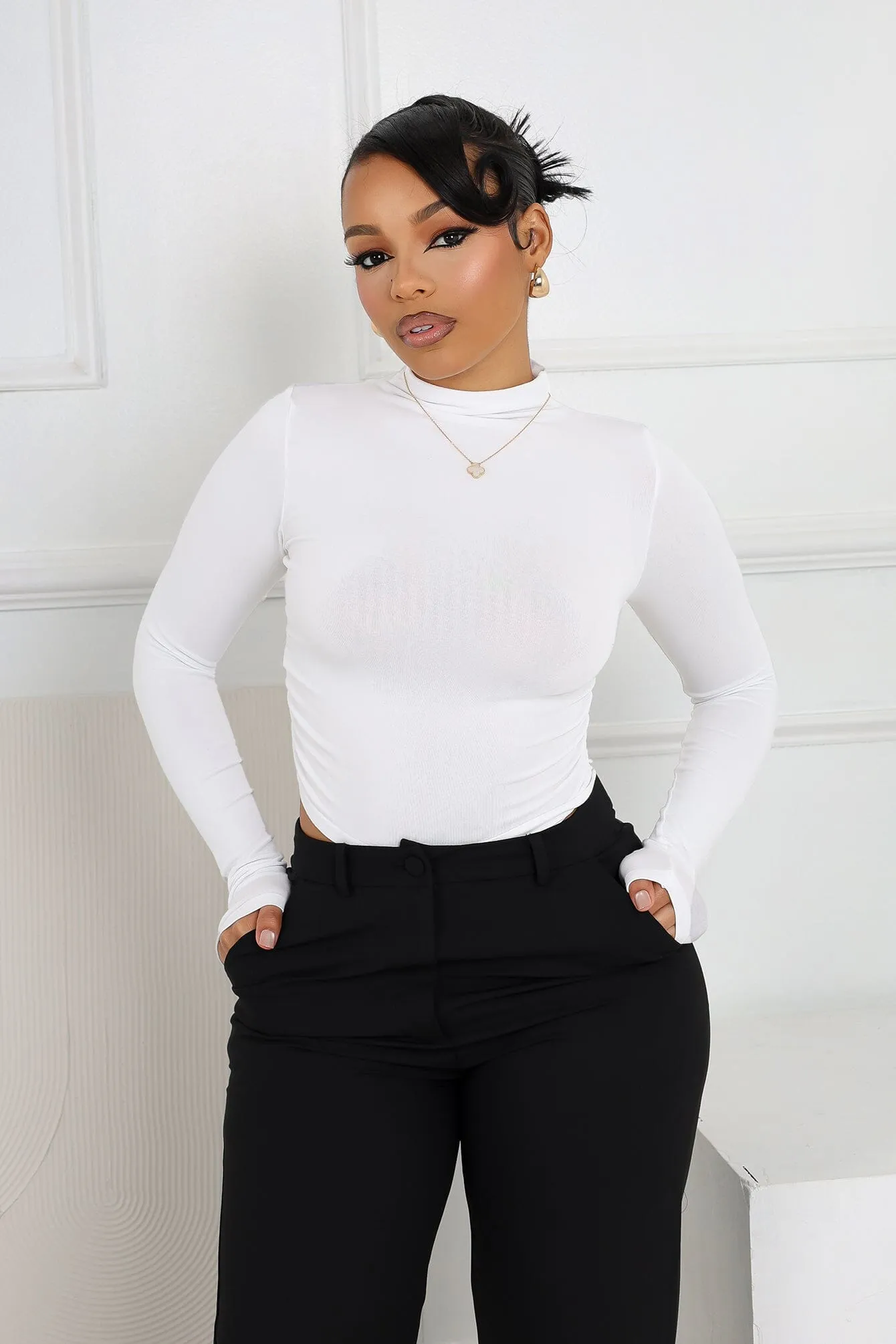 Touching Moment Mock Neck Top SoftLining QuickDry