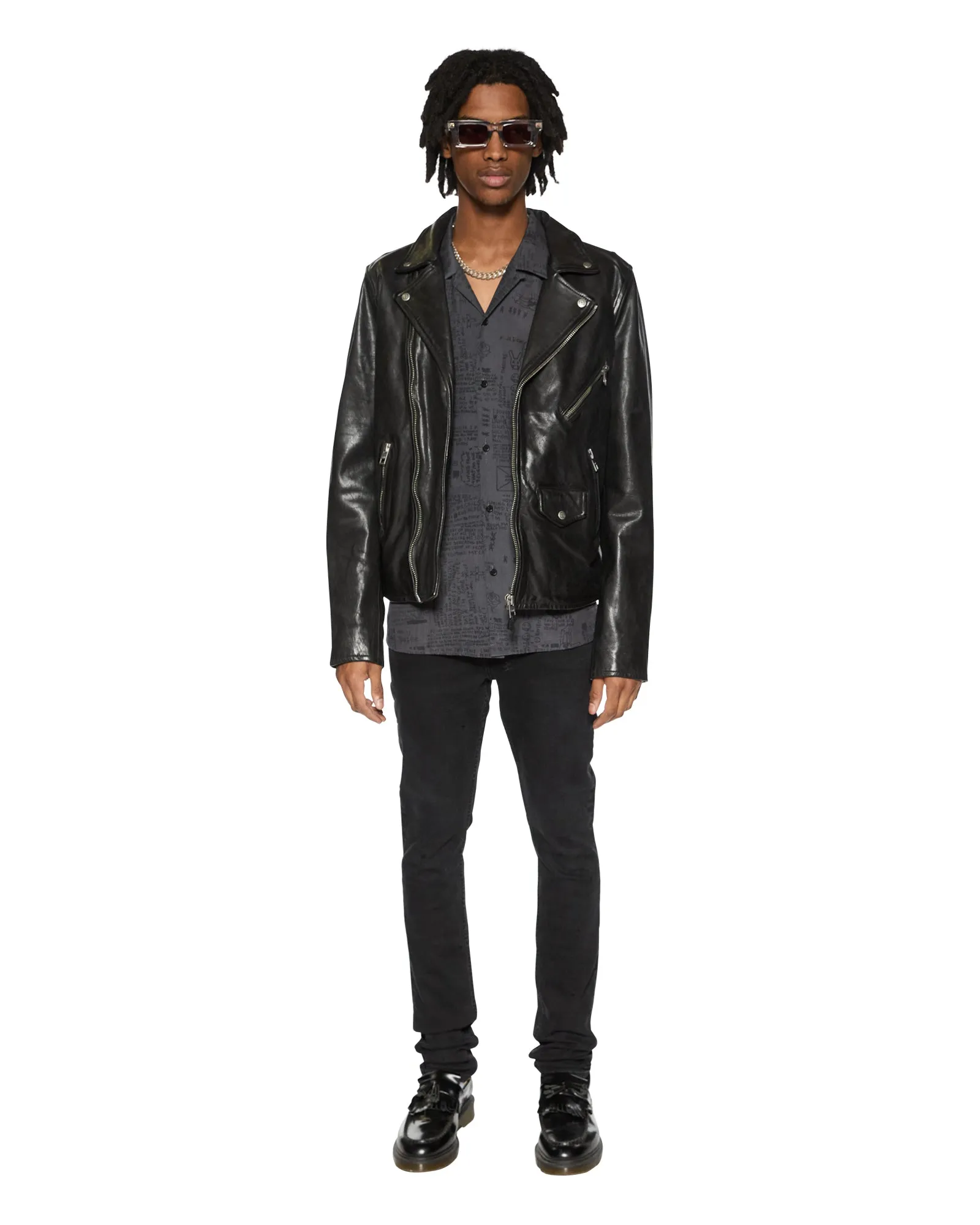 rhinestone accents UV resistant VERSES RESORT SS SHIRT BLACK