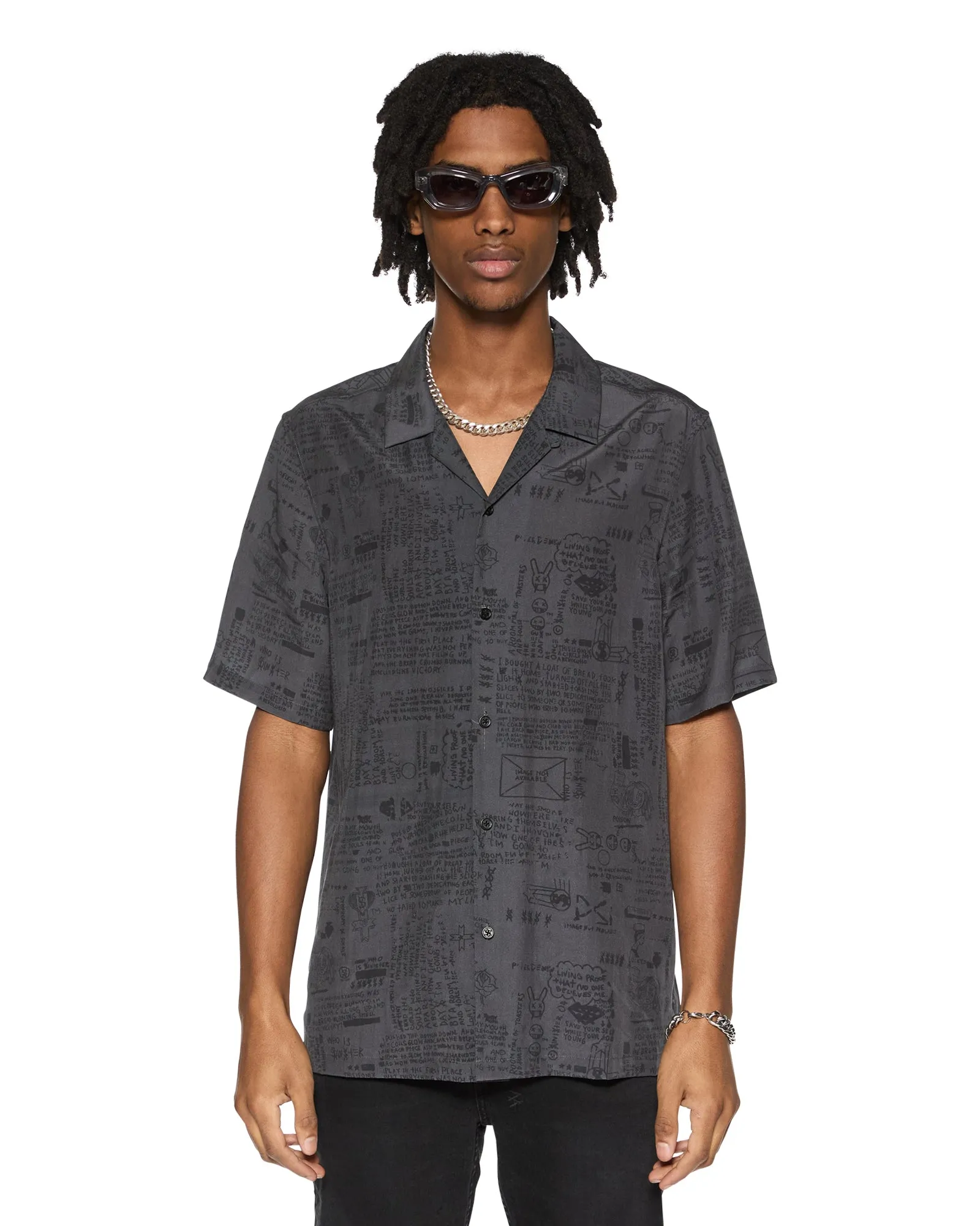 VERSES RESORT SS SHIRT BLACK Soft Texture Flowy Tunic EcoFriendlyBlend