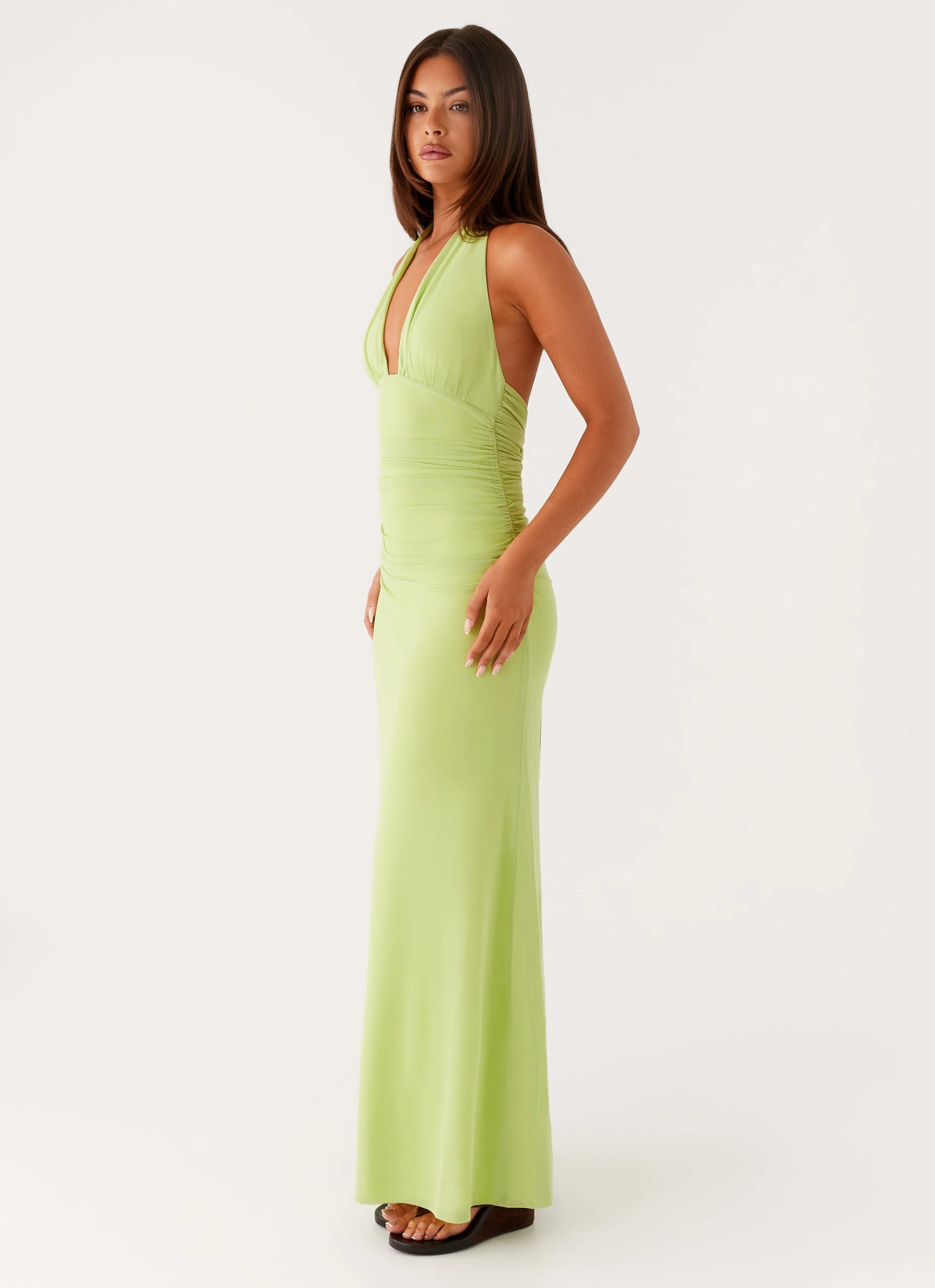 Kerrie Maxi Dress - Lime Simplistic Mood Dreamy Texture