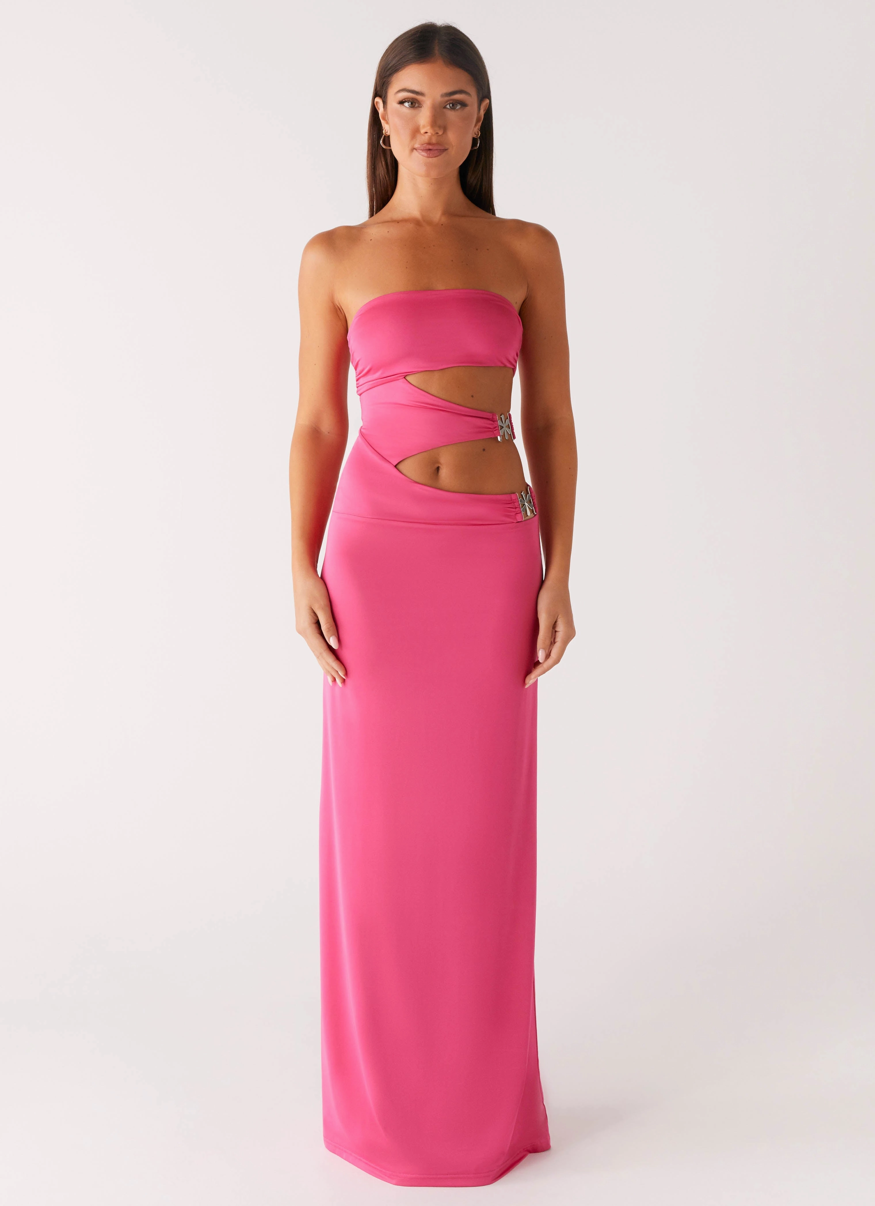 Montego Maxi Dress - Pink and Effortless fit dress. Trendy midi dress
