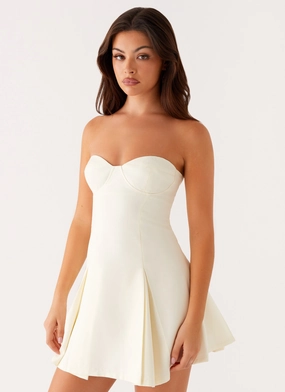 Victoria Strapless Mini Dress - Butter Asymmetrical Cut Runway Ready