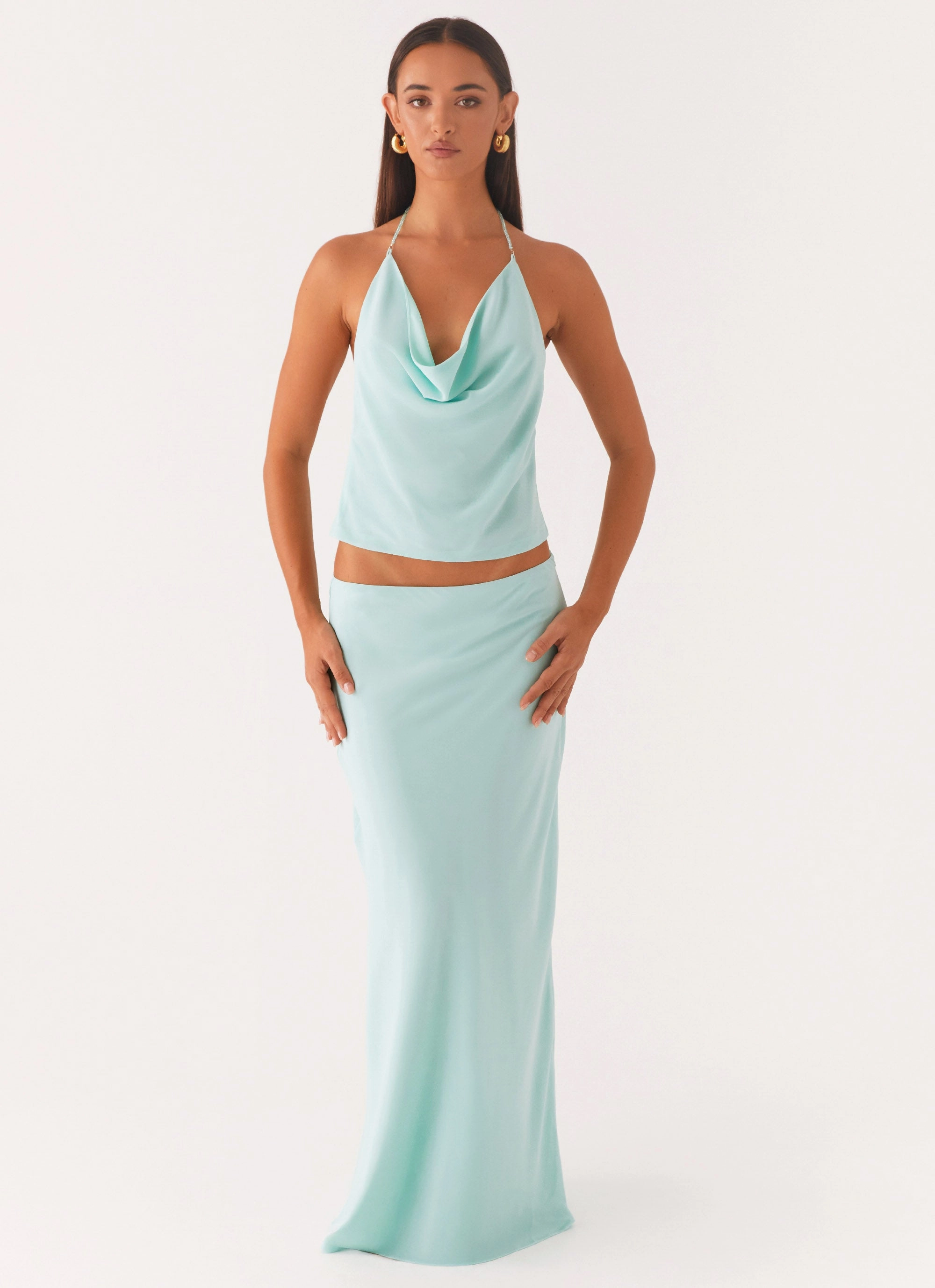 Red Carpet Look Another Life Chiffon Maxi Skirt - Pale Blue