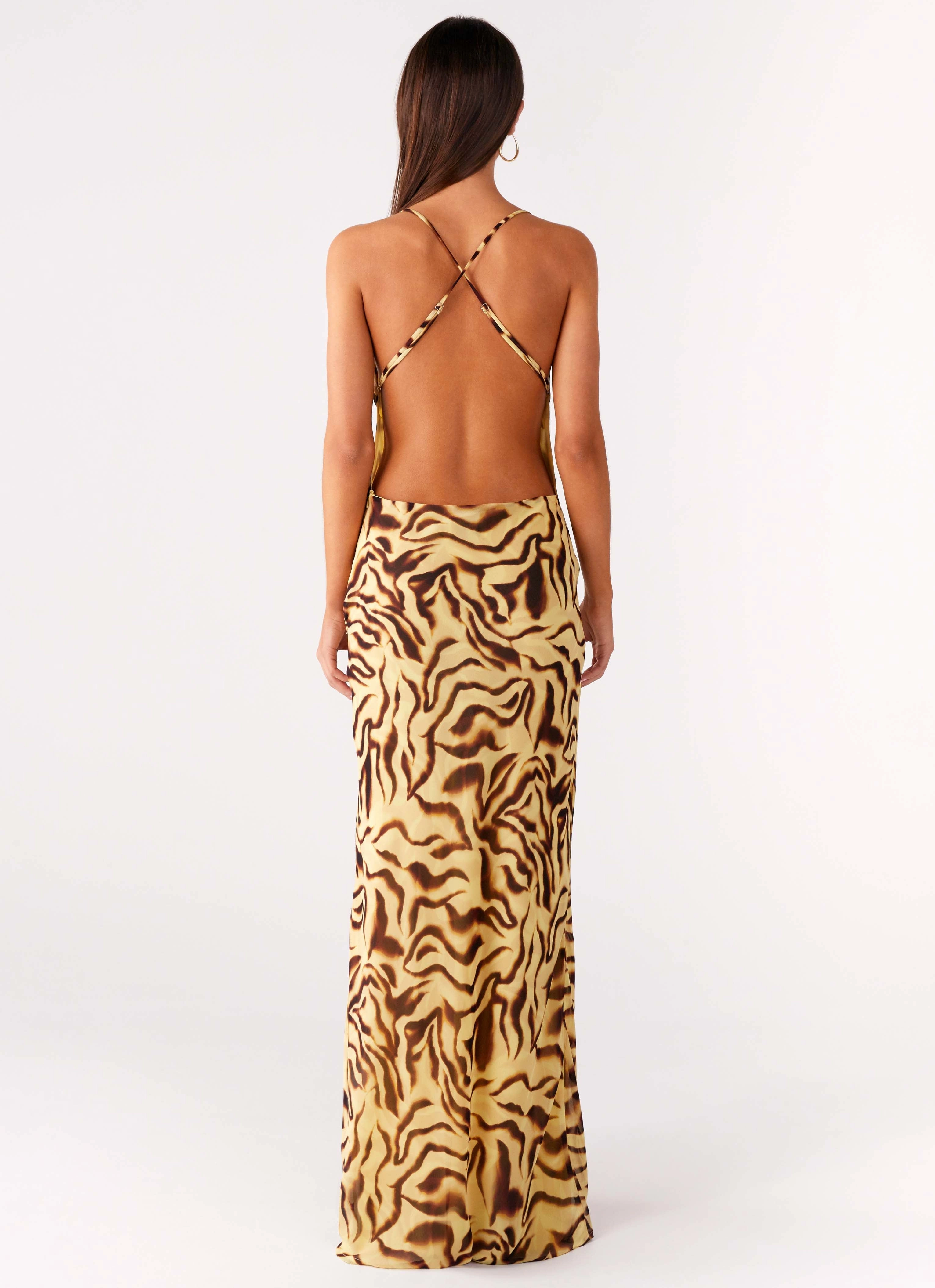 Chic Statement Viva Lune Maxi Dress - Laguna Print