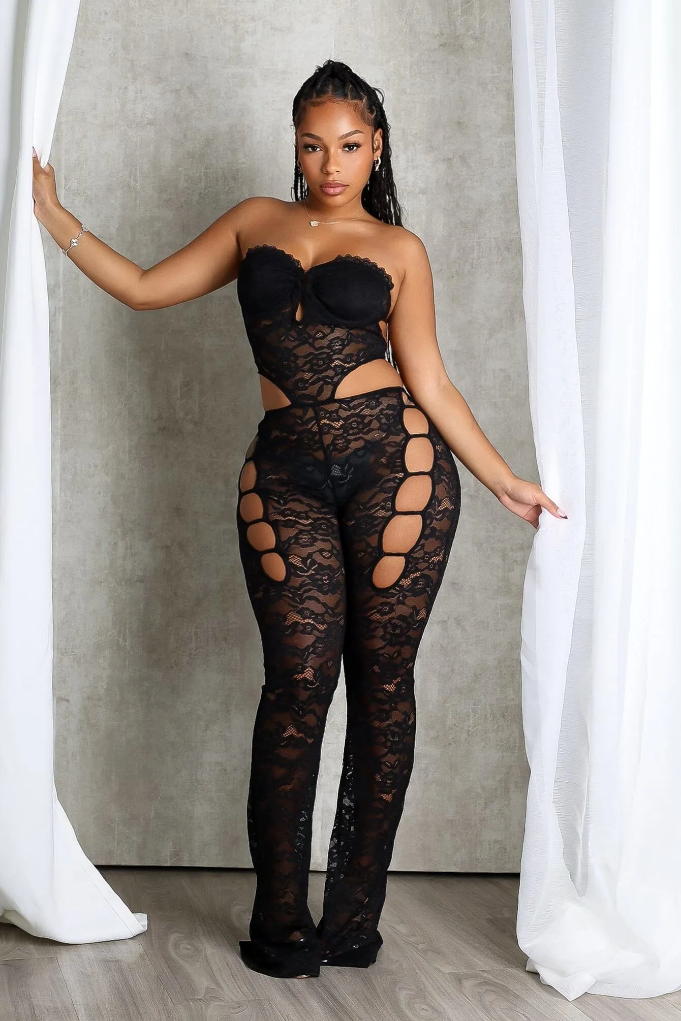 Comfort Fit Vixen Lace Bustier Tube Jumpsuit