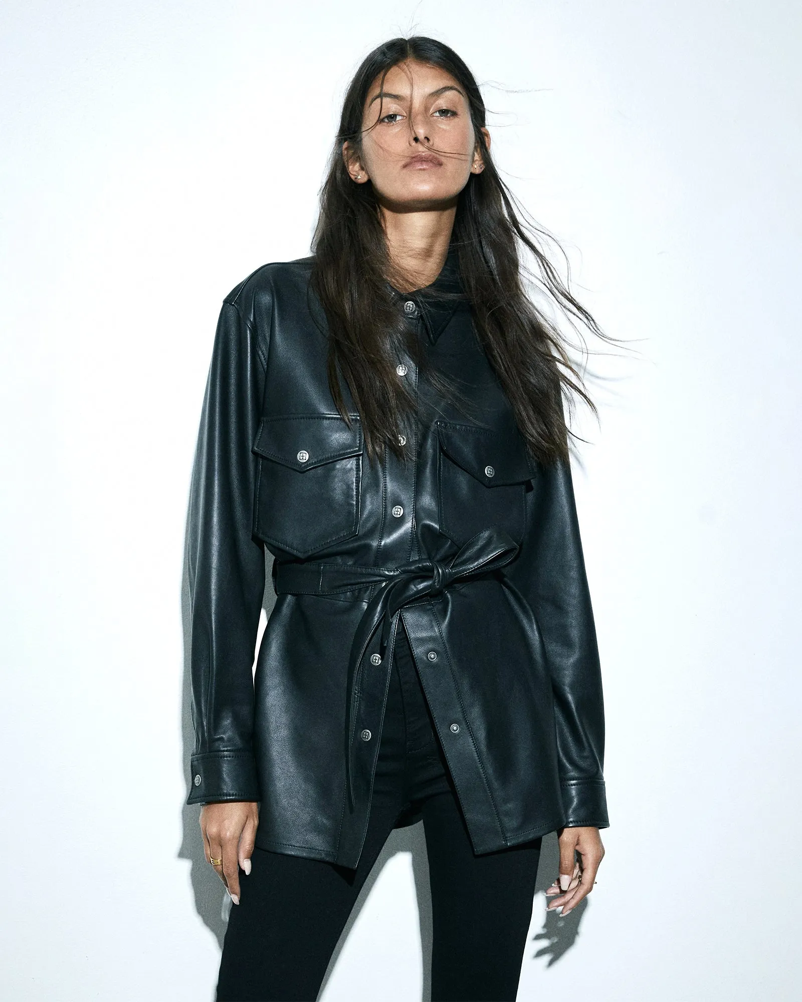 VOYAGER SHACKET BLACK LEATHER Odor Control Fabric Abrasion Resistant Panels