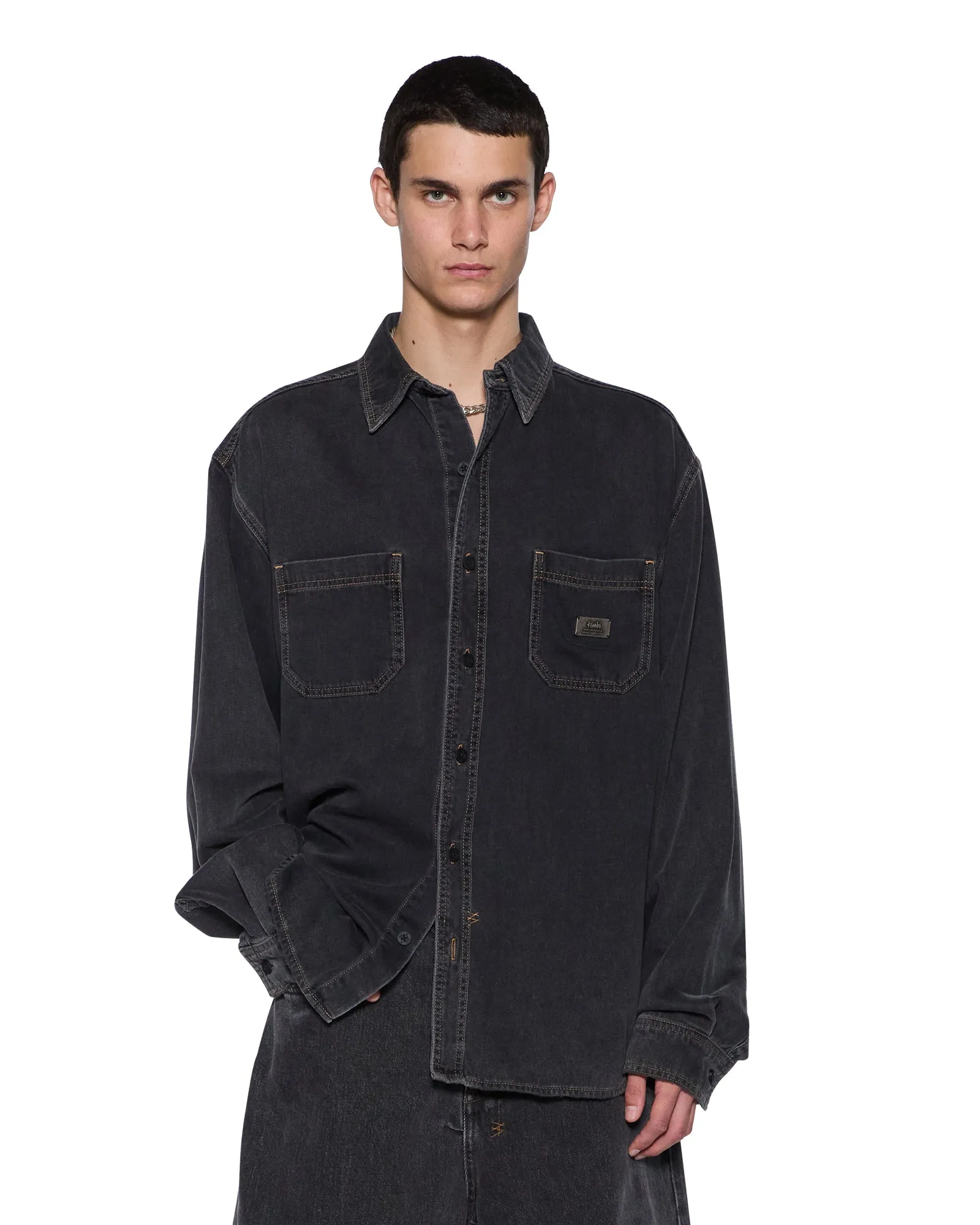 VULTURE DENIM LS SHIRT BAXTER BLACK High-End Quality