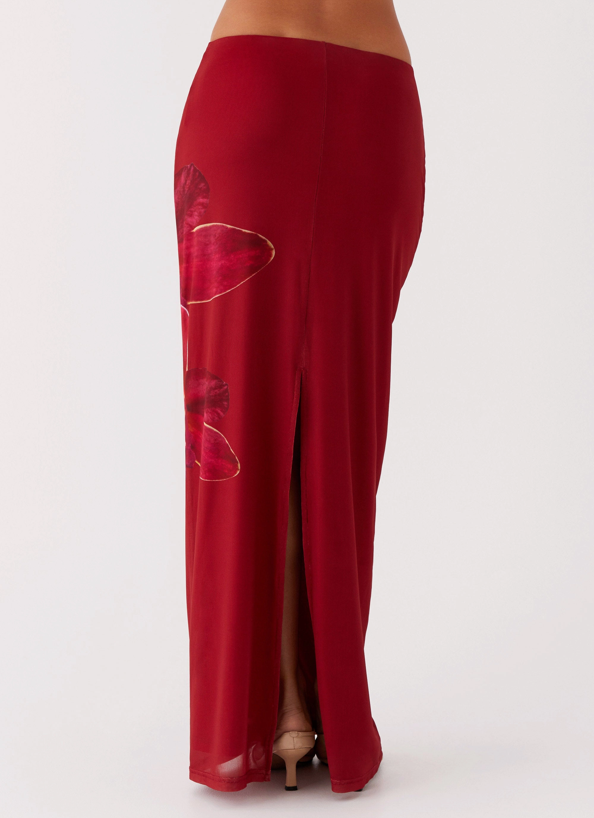 Waiting For Dawn Mesh Maxi Skirt - Rosa Shopping Trip