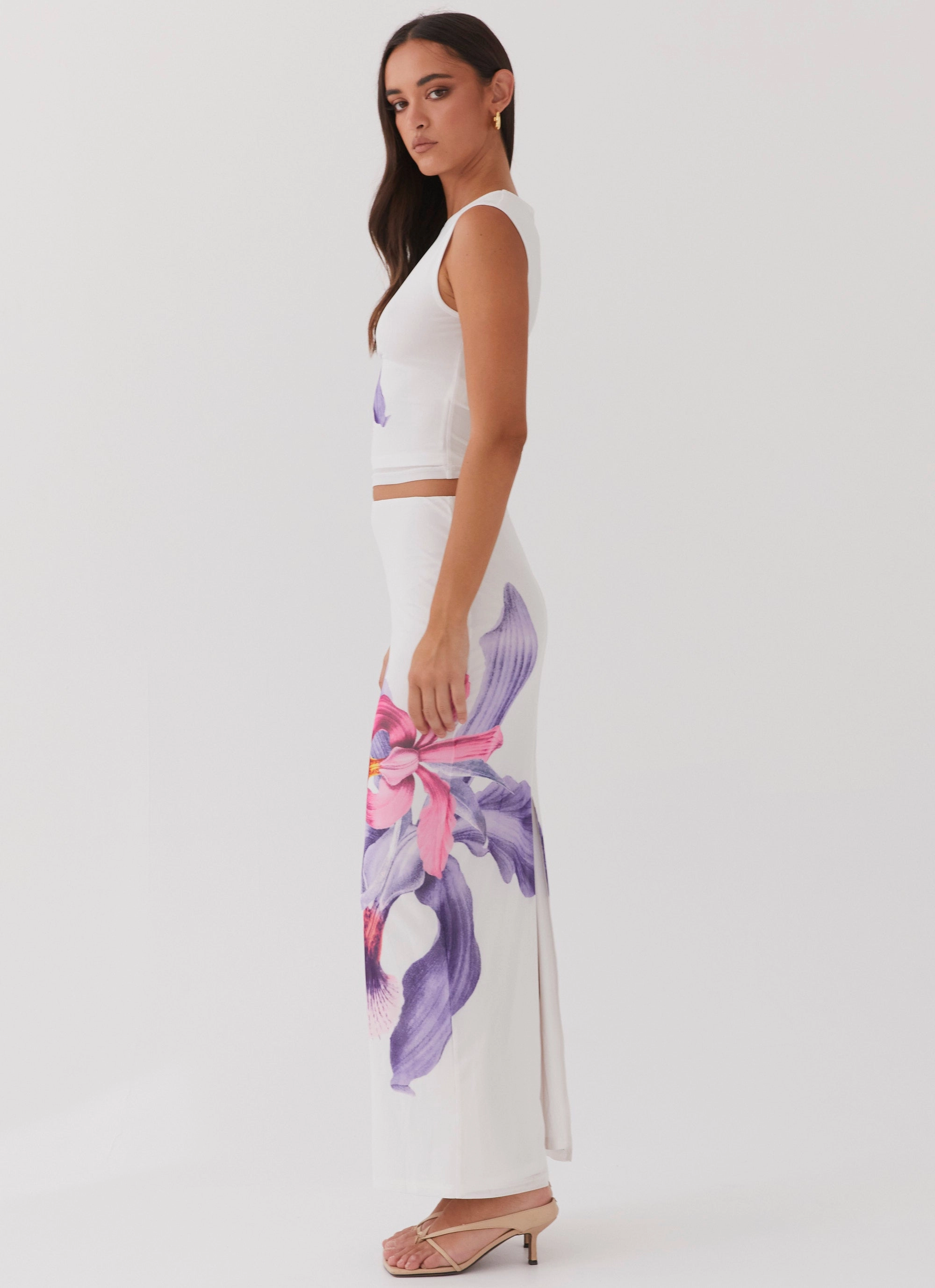 Waiting For Dawn Mesh Maxi Skirt - White Layered Style