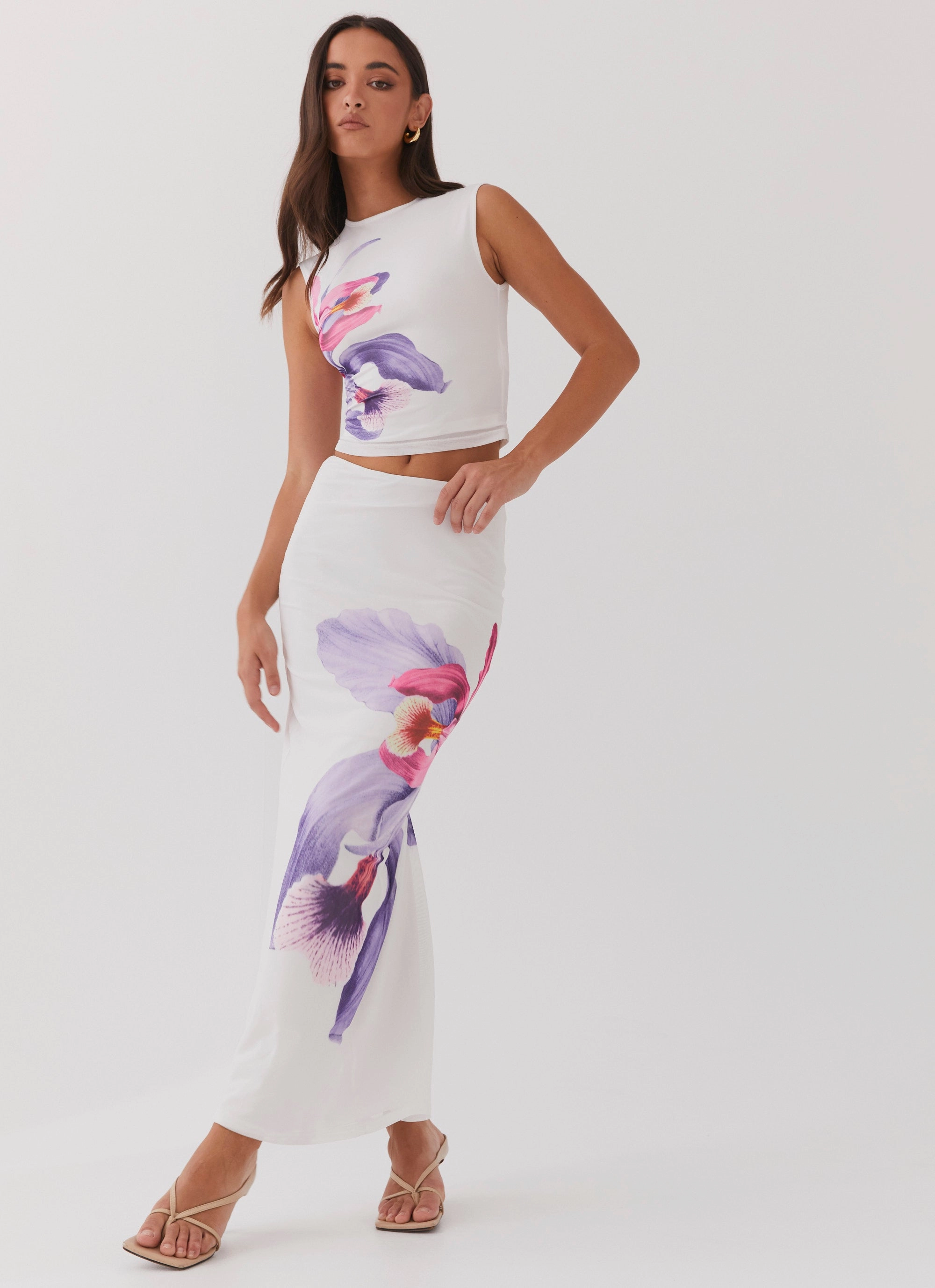 Patchwork Design Fashion Mood Waiting For Dawn Mesh Maxi Skirt - White