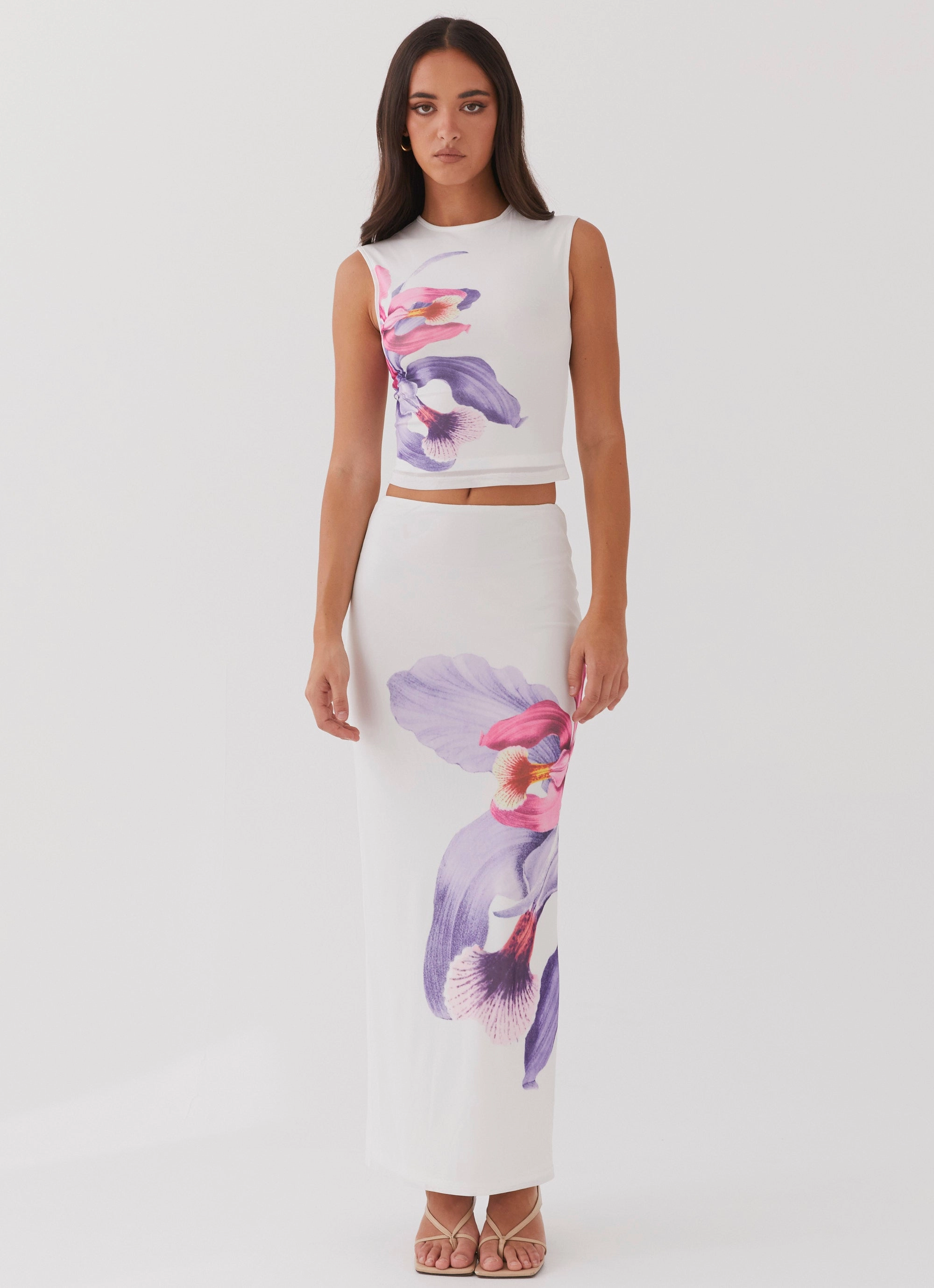 Waiting For Dawn Mesh Maxi Skirt - White Roll Up Fasten