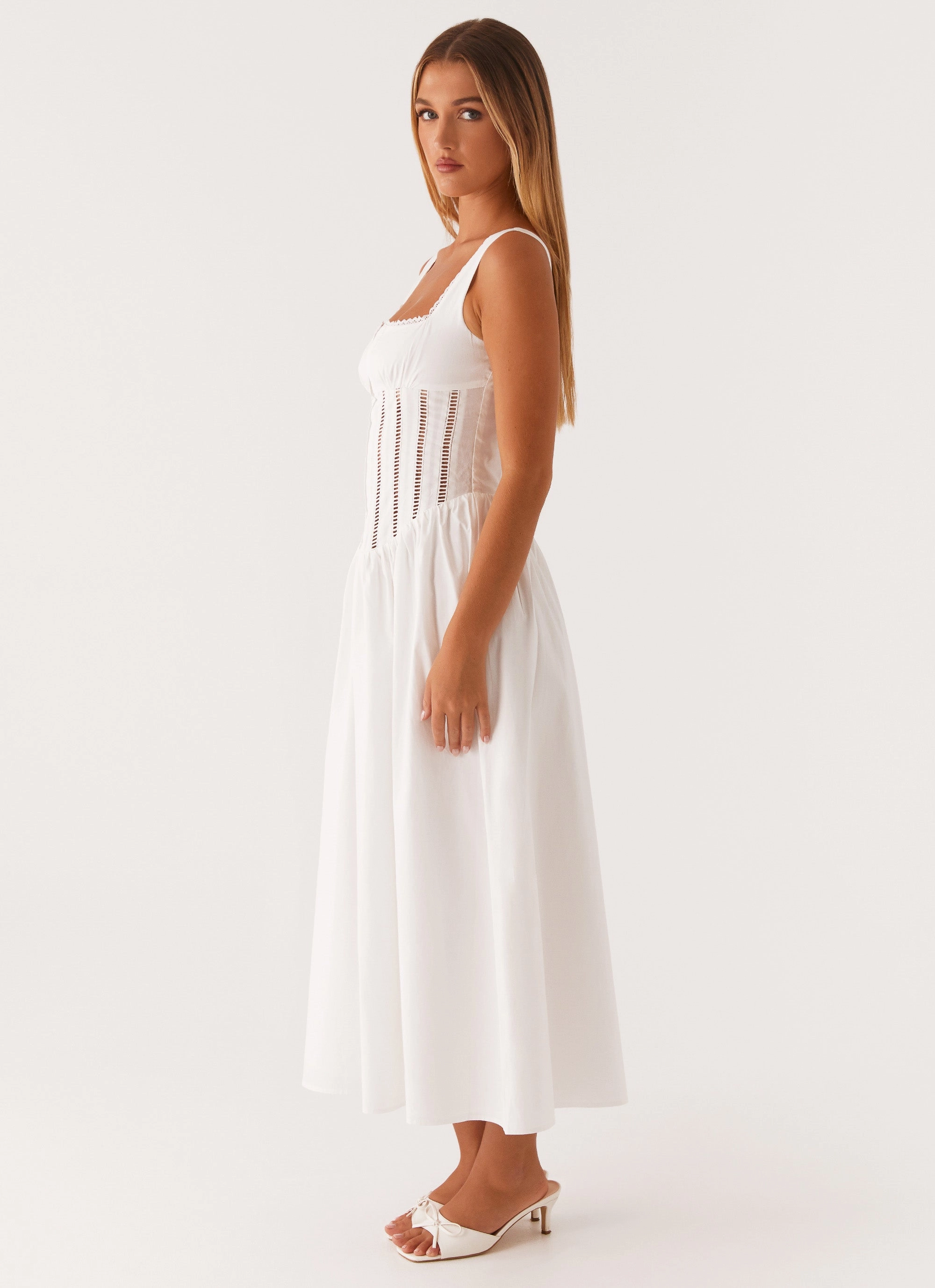 Vibe Choice Relax Line Waiting On You Midi Dress - White