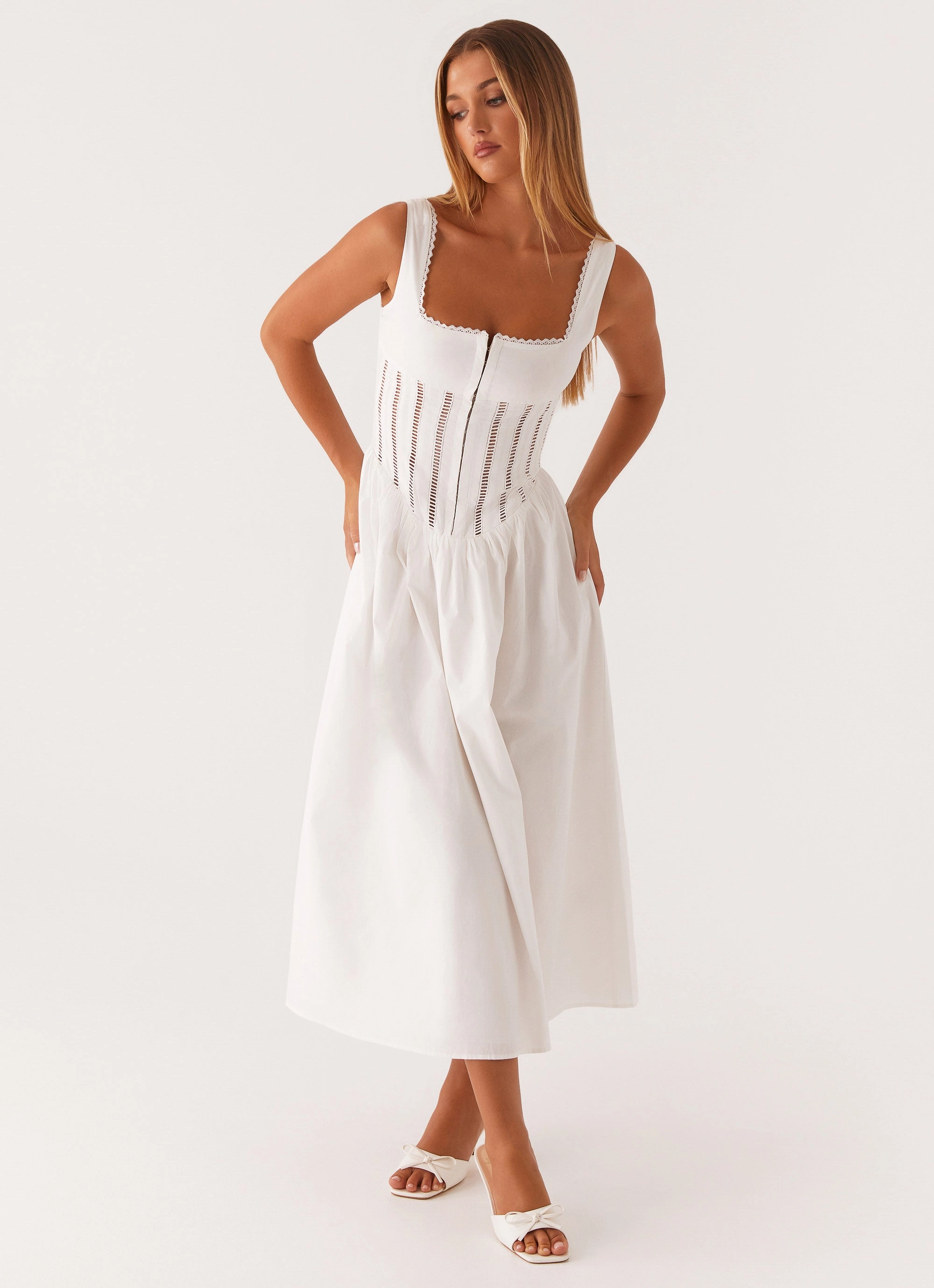 Waiting On You Midi Dress - White Chic Balance