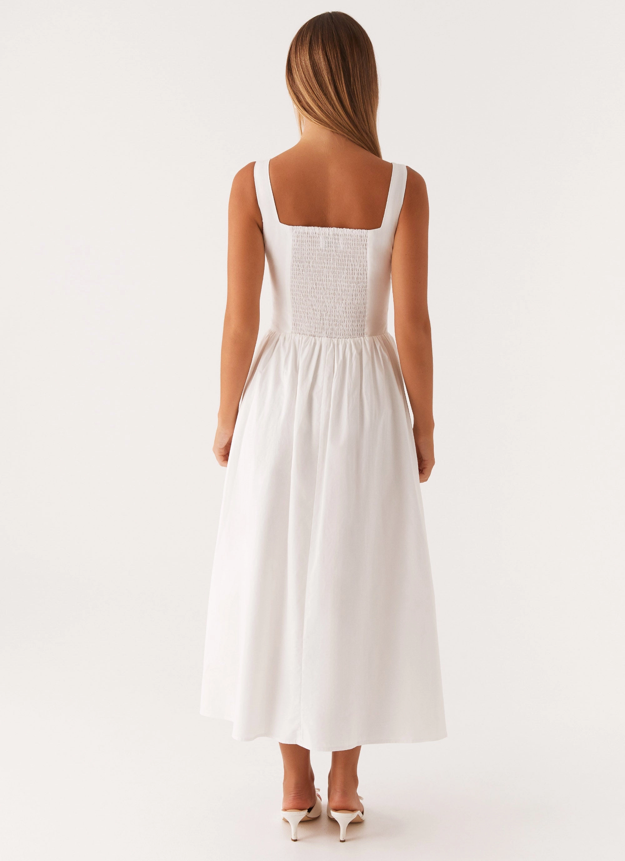 Waiting On You Midi Dress - White Bright Petal Weekend Look