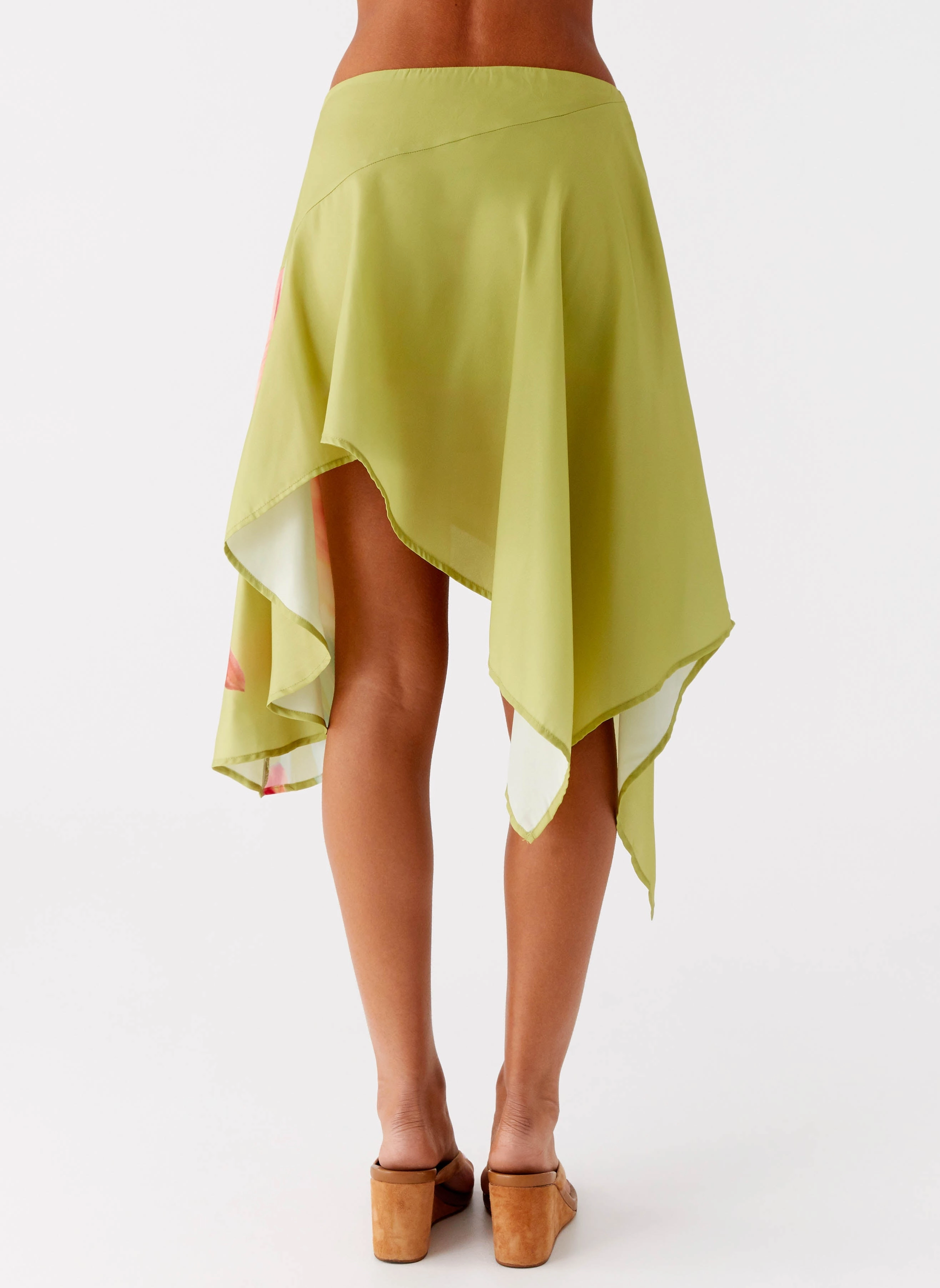 Kia Low Rise Asymmetrical Midi Skirt - Jungle Floral Tailored Silhouette