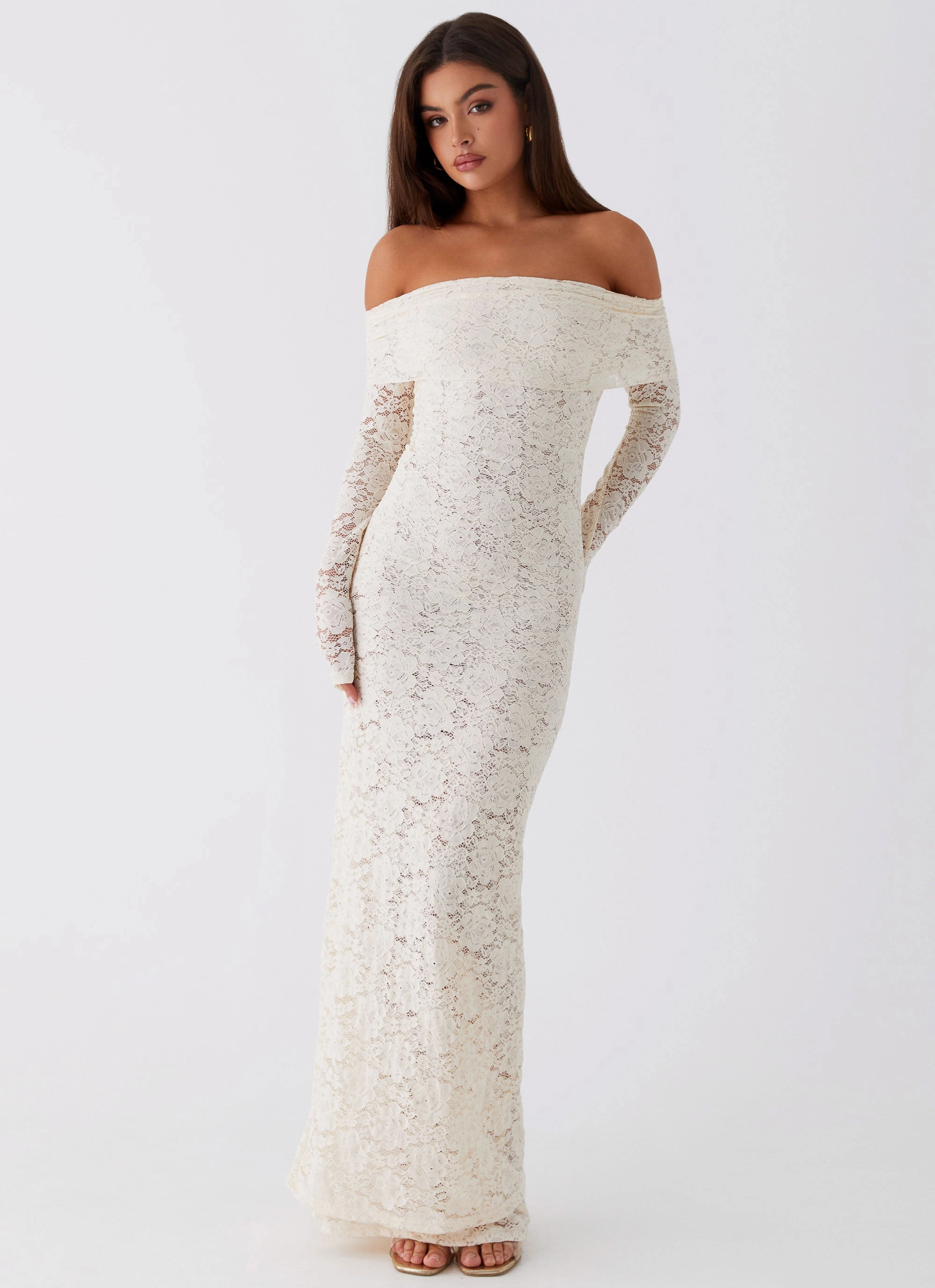 Collared Yours Always Lace Maxi Dress - Ivory