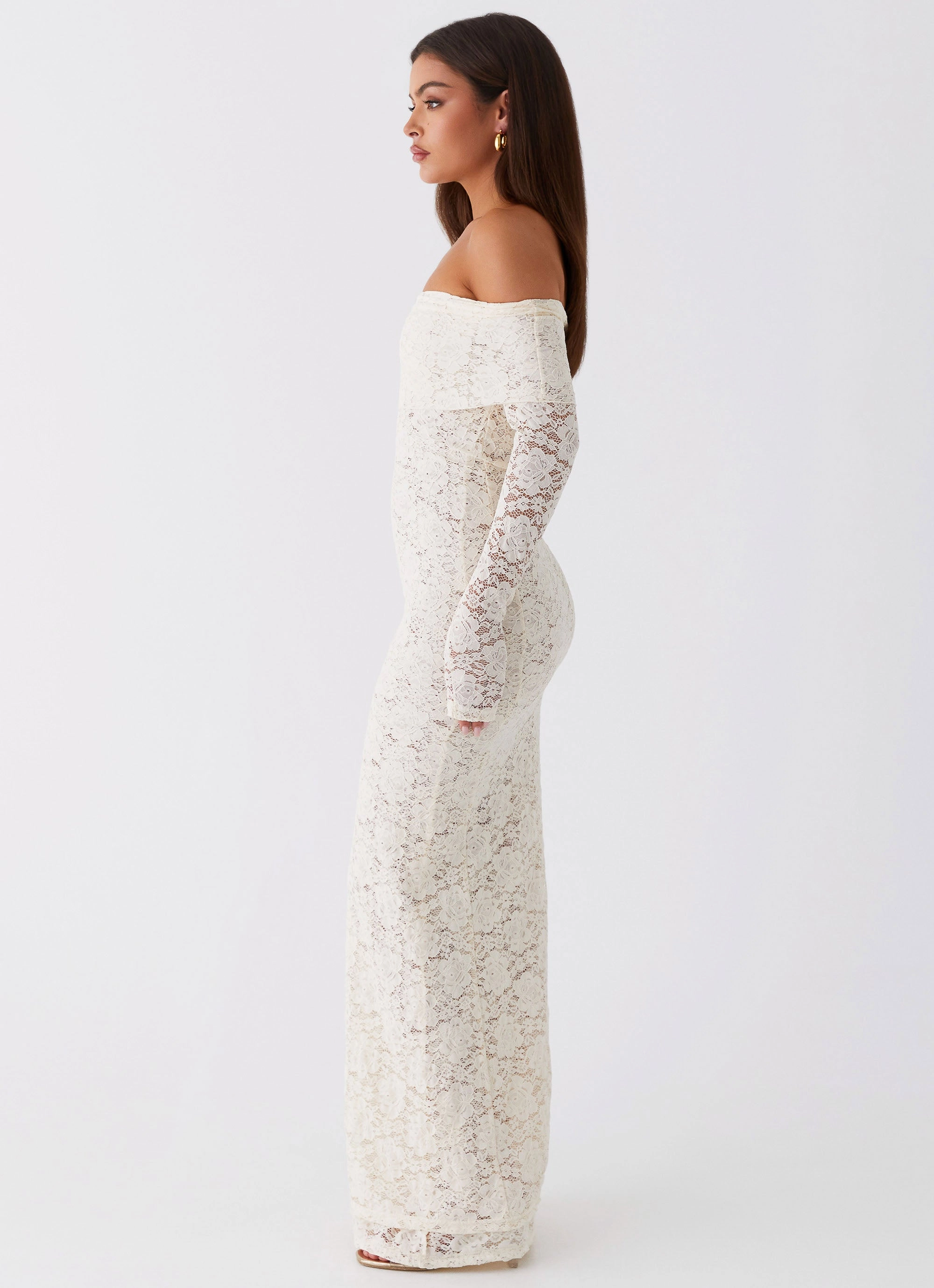 Yours Always Lace Maxi Dress - Ivory Flattering Look Fit