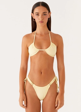 Juni Bikini Top - Pastel Yellow Halter neck