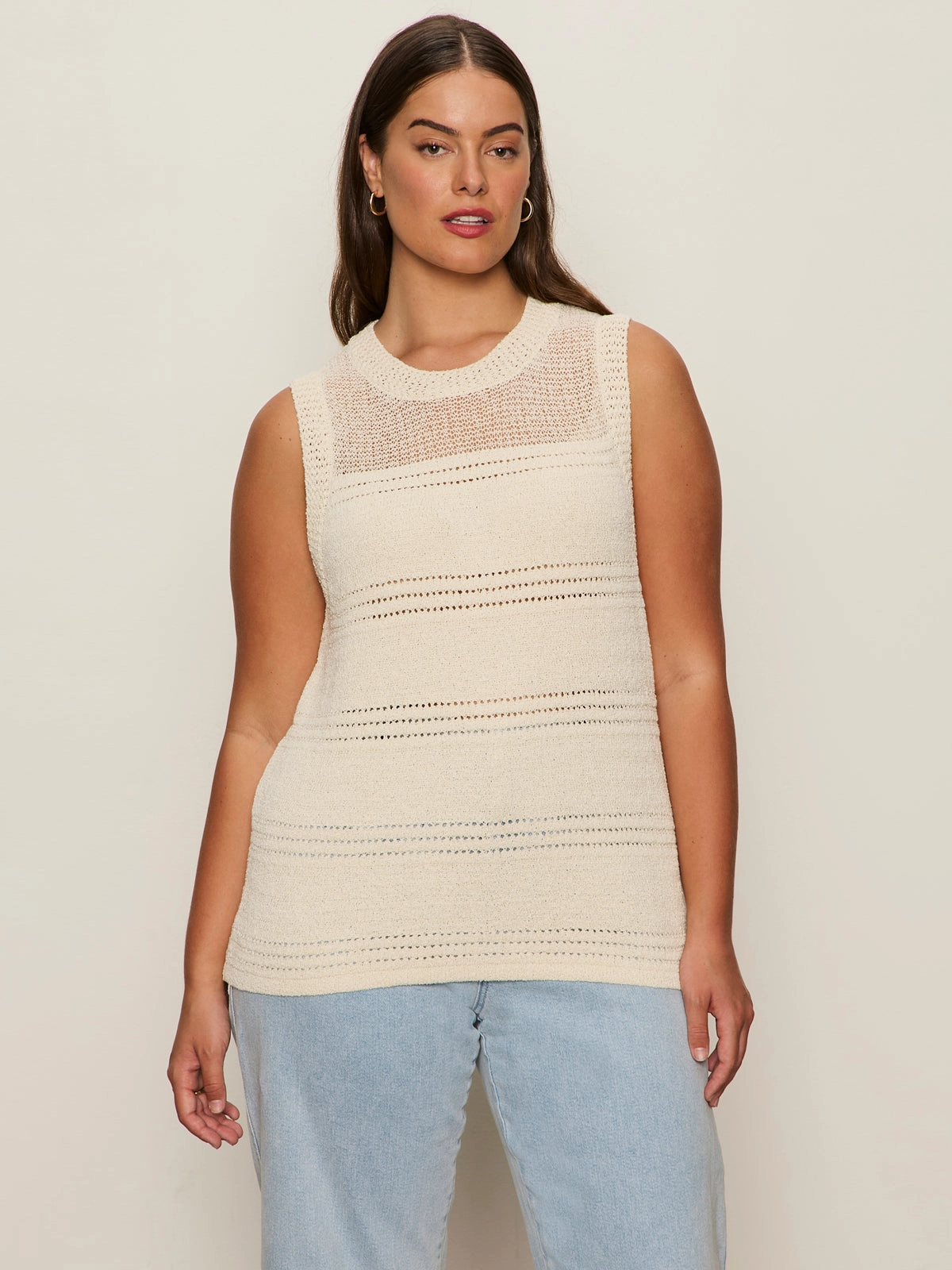 NonRestrictive Armholes Waves Of Summer Shell Sweater Macrame Extended Sizing