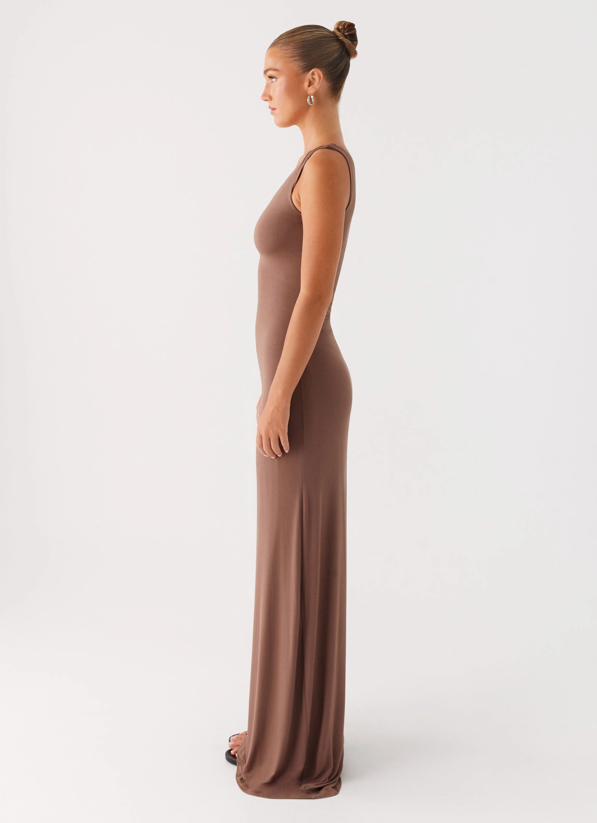 Dalla Maxi Dress - Dark Chocolate Printed-Lining Grace Walk