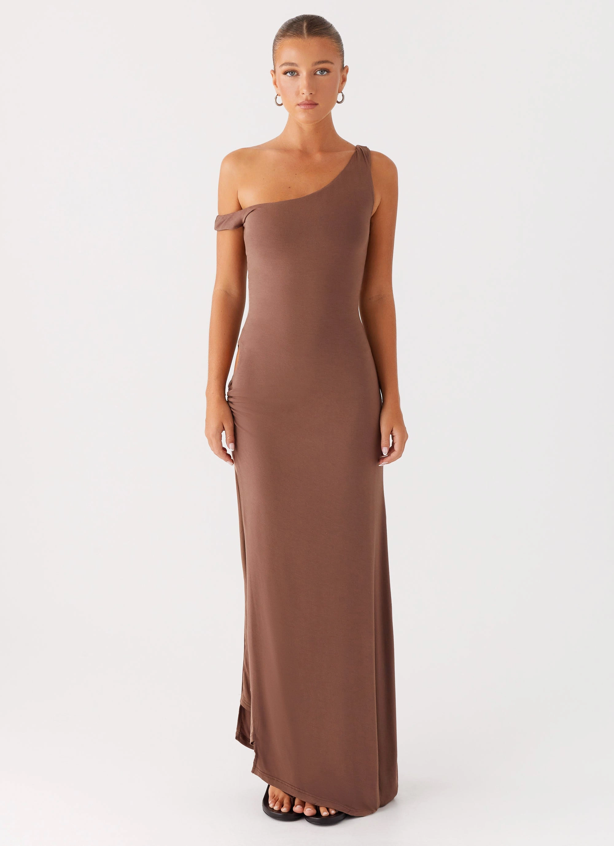 Light Wear Front Ruffle Dalla Maxi Dress - Dark Chocolate