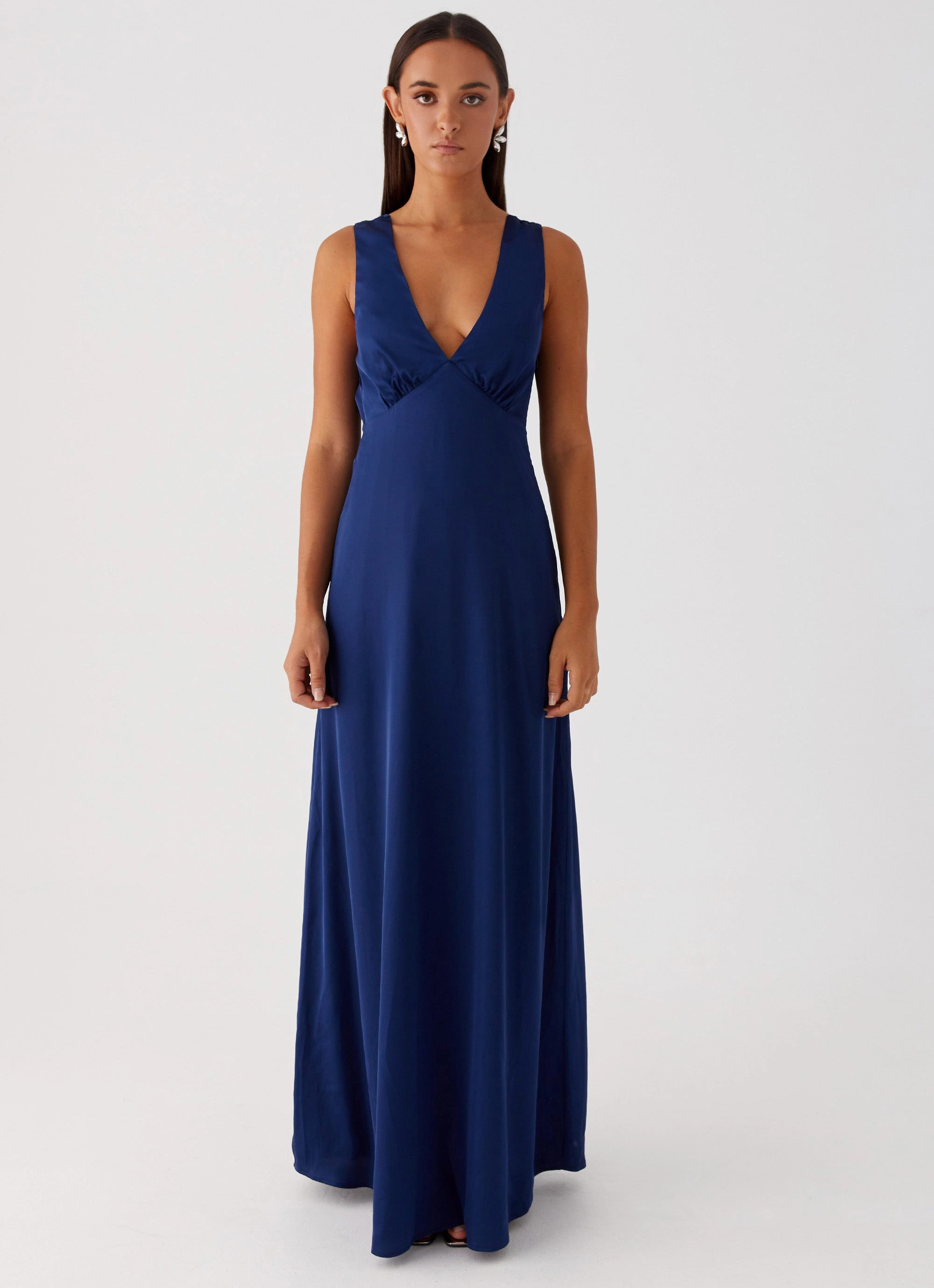 Winnie Cowl Back Maxi Dress - Navy Linen Chic