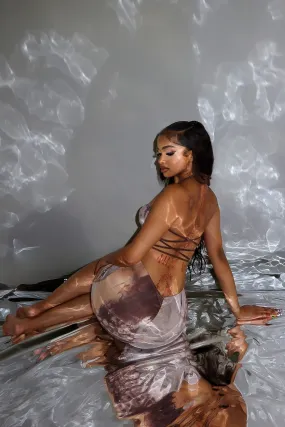 Daily Favorite Garden Fresh Sweet Goodbye Print Mesh Micro Mini Dress