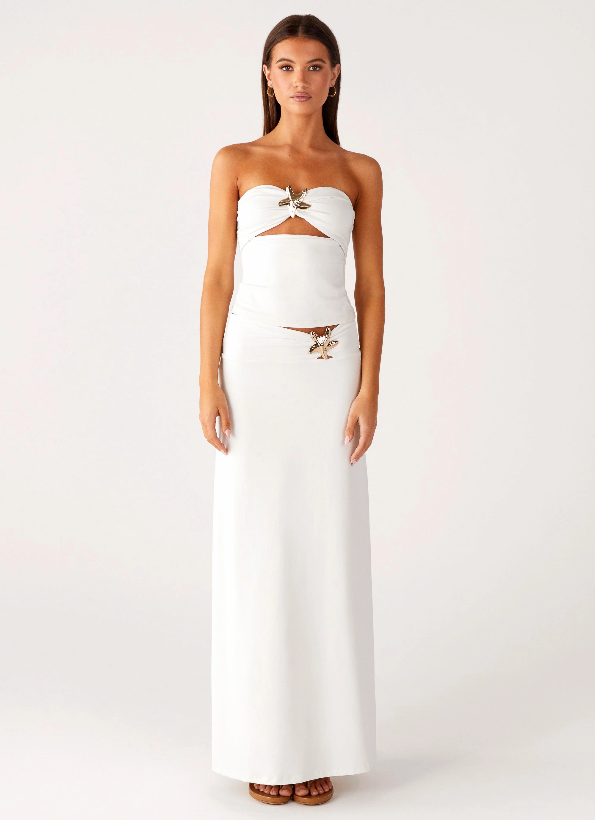 SmoothZipClosure Shoreline Glow Maxi Skirt - Off White