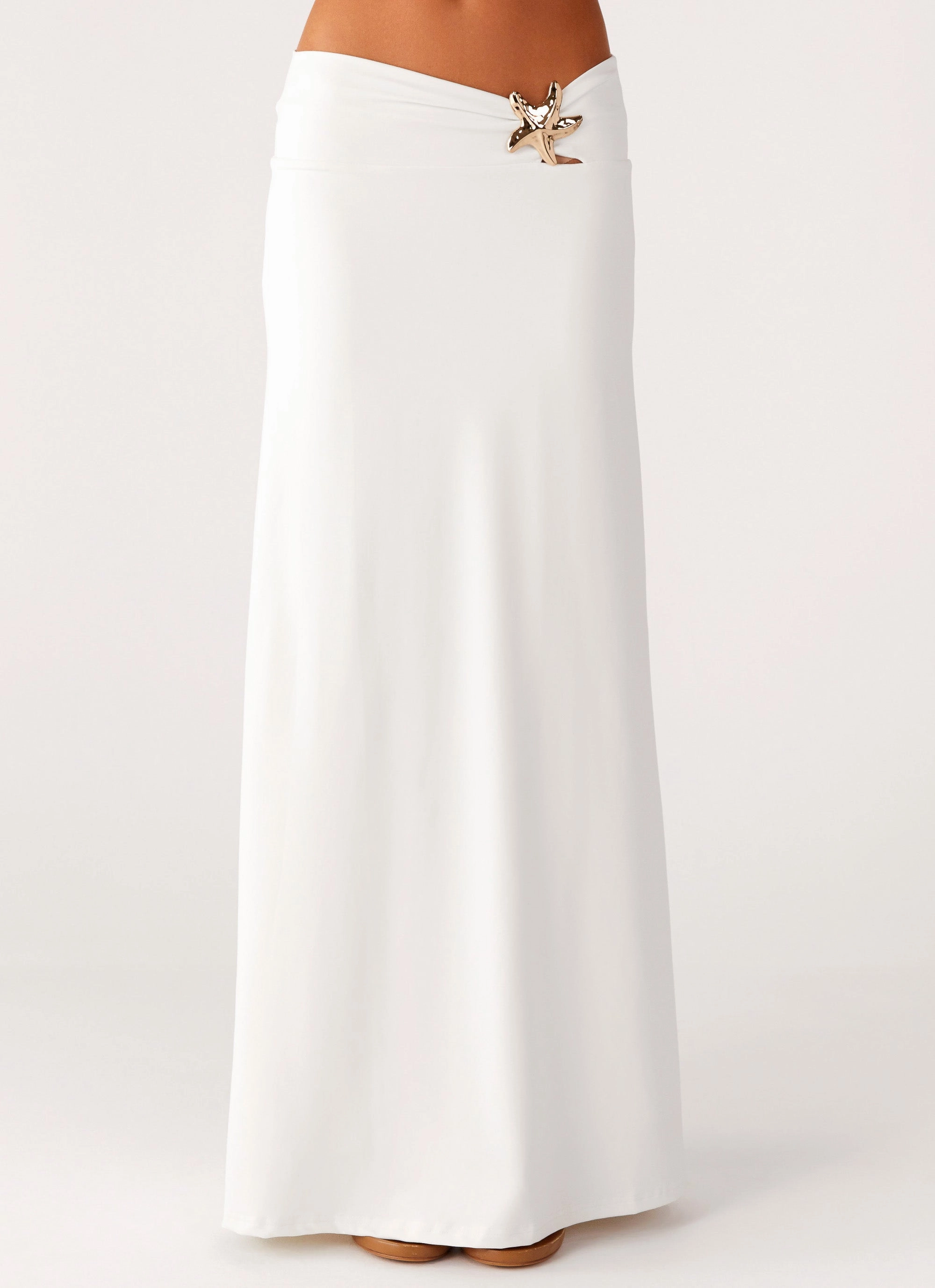 Shoreline Glow Maxi Skirt - Off White All-Purpose Comfort Chilly Weather Comfort